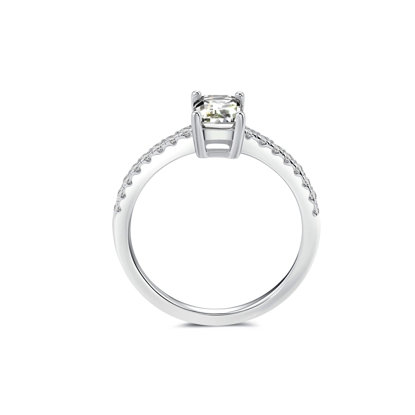 Solitaire Emerald Lab Diamond Ring in Platinum - Neoshine