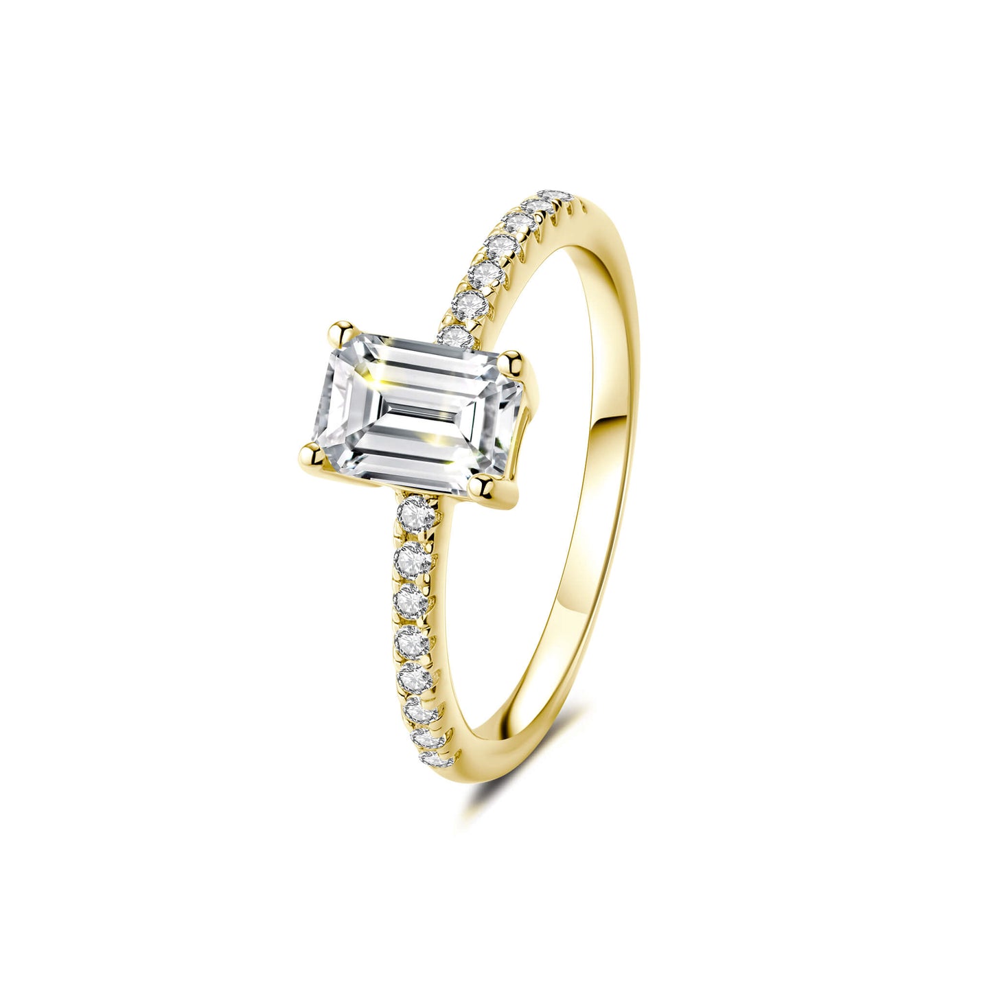 Solitaire Emerald Lab Diamond Ring in 18K Yellow Gold - Neoshine