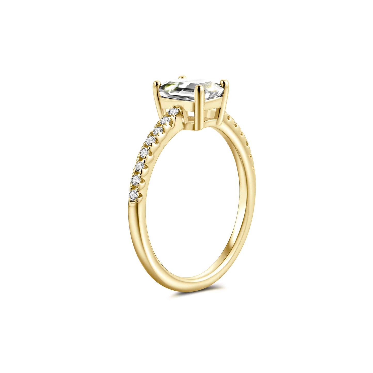 Solitaire Emerald Lab Diamond Ring in 18K Yellow Gold - Neoshine