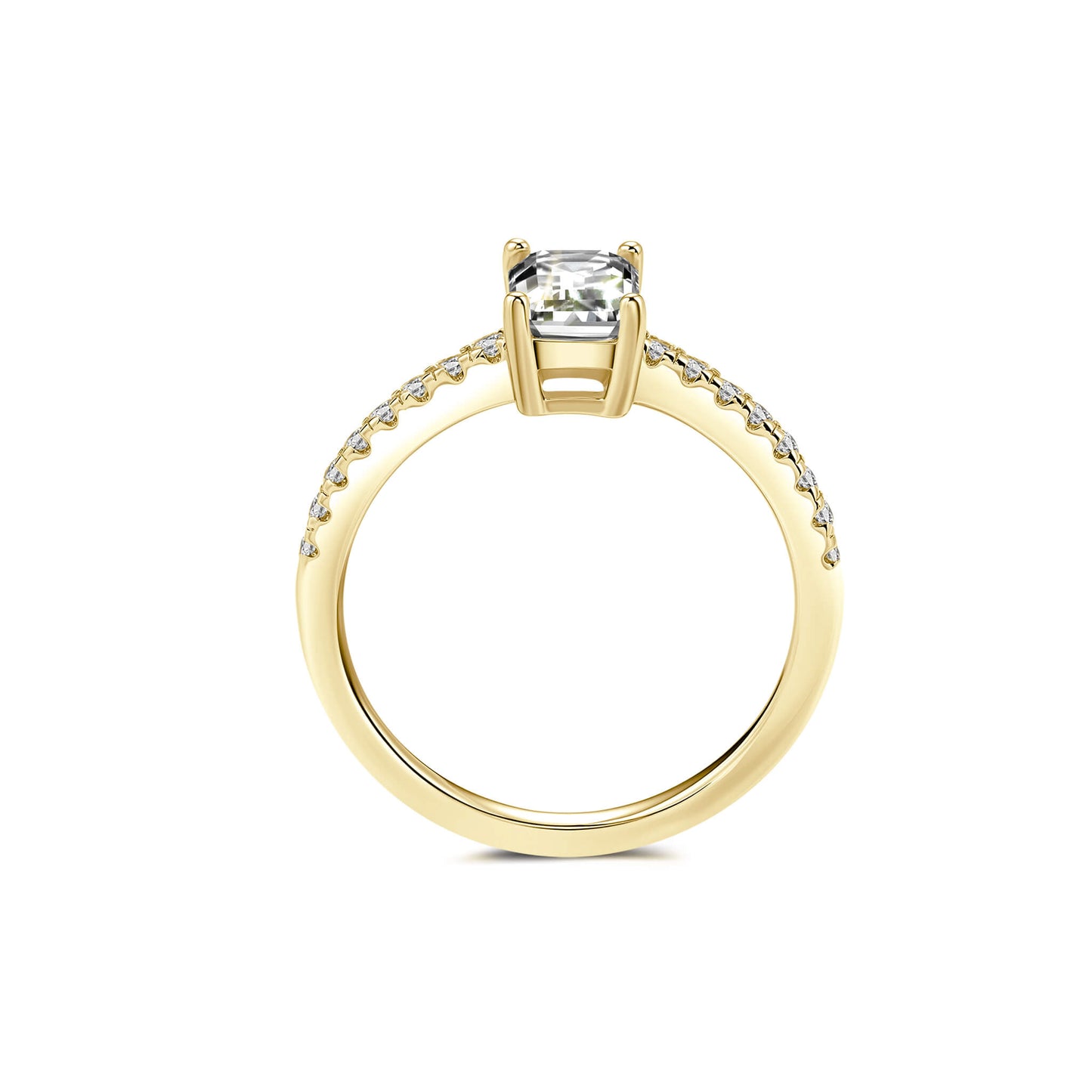 Solitaire Emerald Lab Diamond Ring in 18K Yellow Gold - Neoshine
