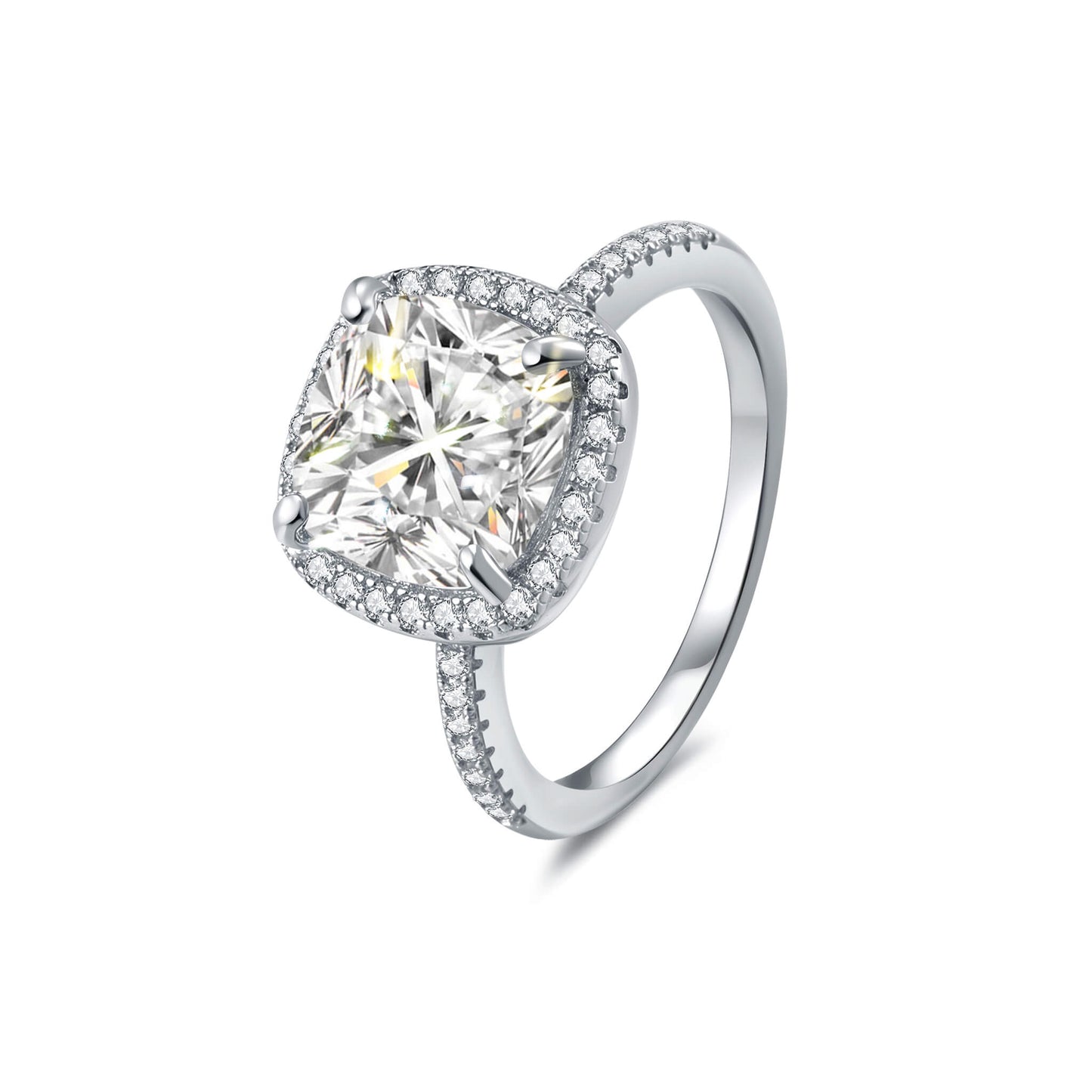 Halo Cushion Lab Diamond Ring in Platinum - Neoshine