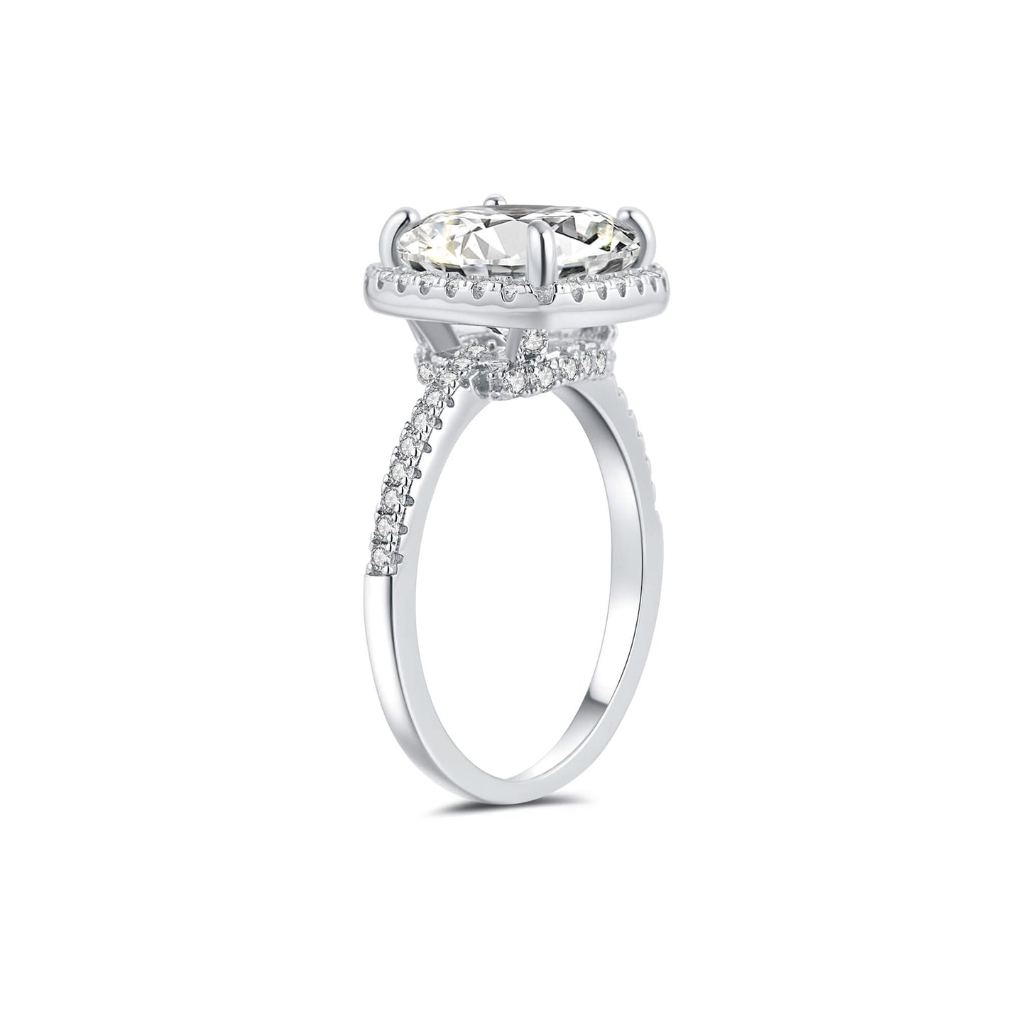 Halo Cushion Lab Diamond Ring in Platinum - Neoshine