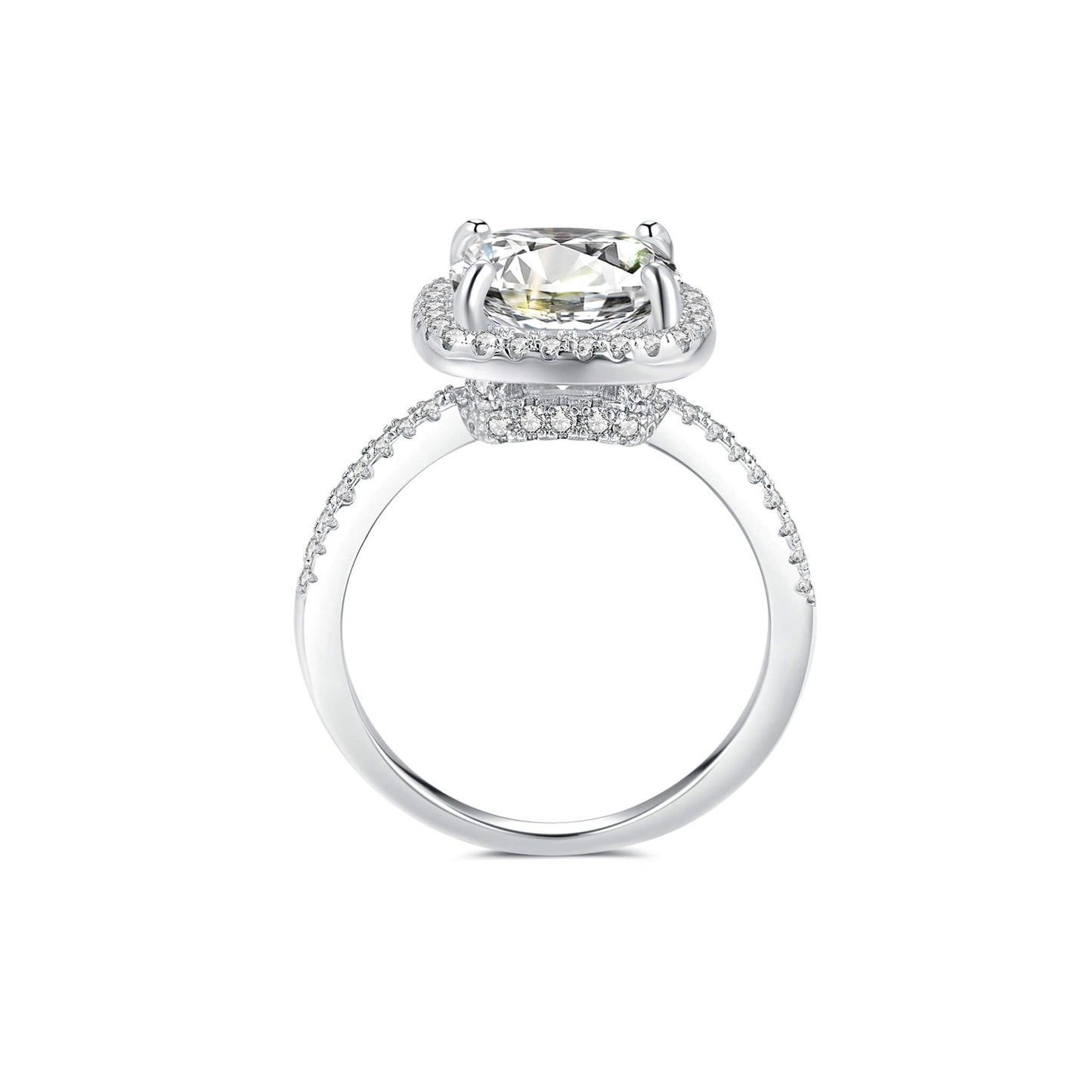 Halo Cushion Lab Diamond Ring in Platinum - Neoshine