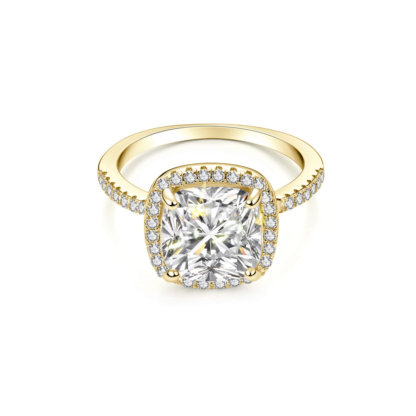 Halo Cushion Lab Diamond Ring in 18K Yellow Gold - Neoshine