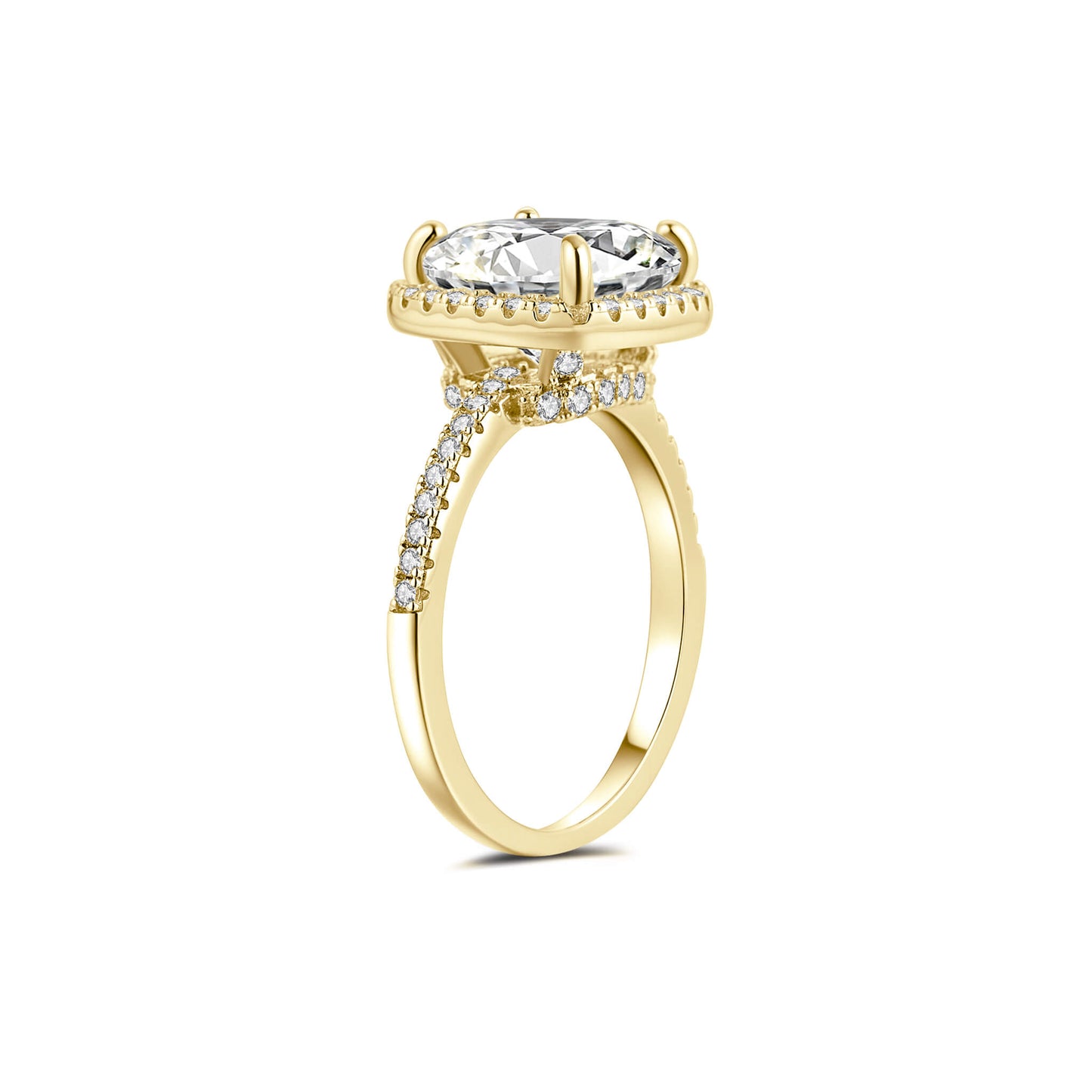 Halo Cushion Lab Diamond Ring in 18K Yellow Gold - Neoshine
