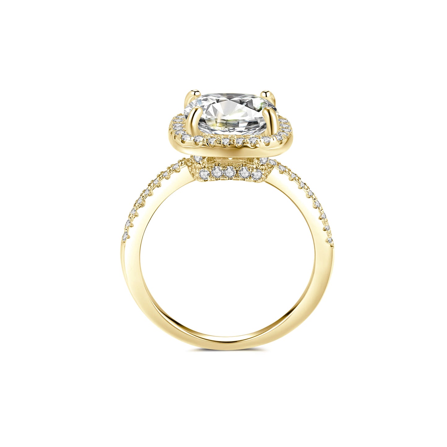 Halo Cushion Lab Diamond Ring in 18K Yellow Gold - Neoshine