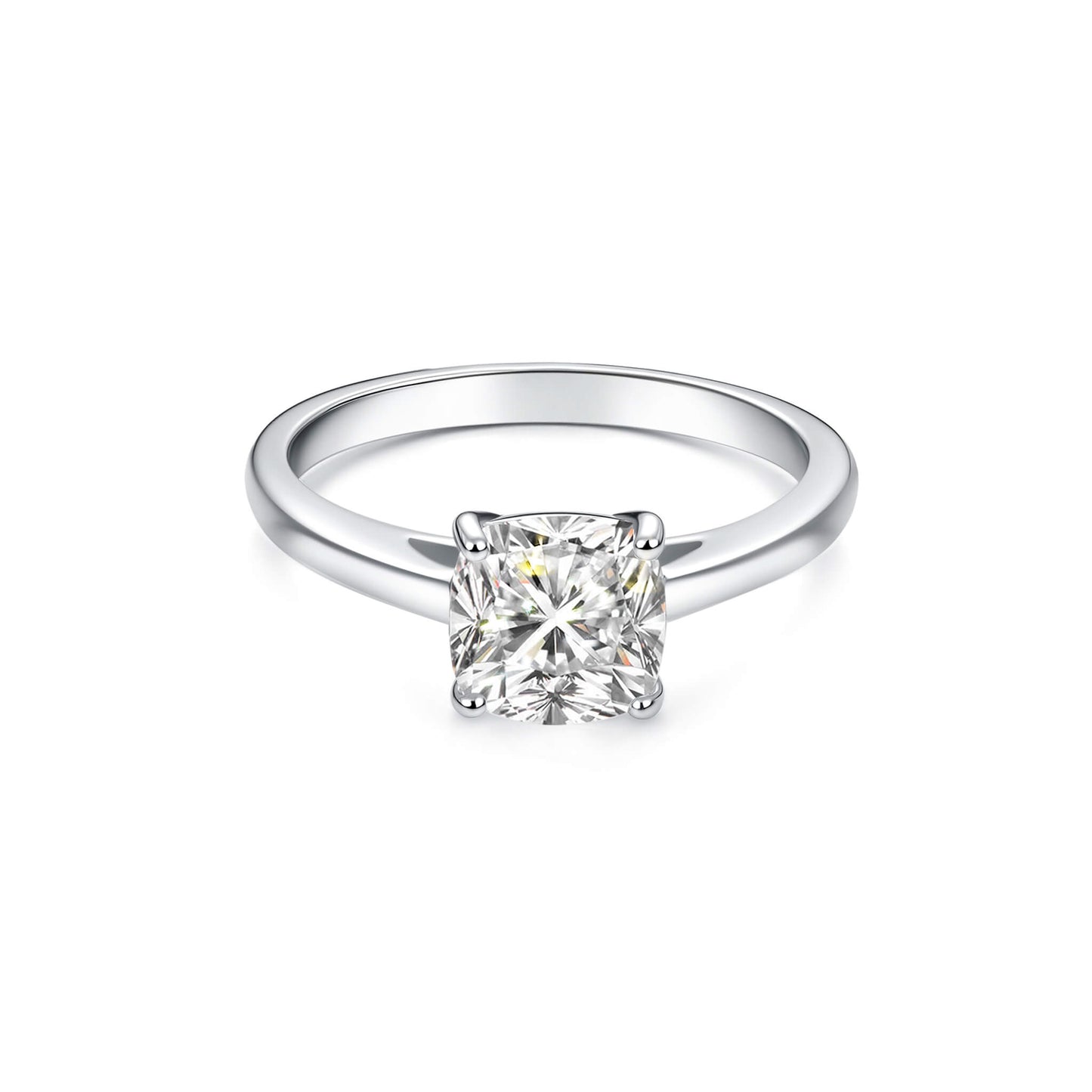 Solitaire Cushion Lab Diamond Ring in Platinum 4 Prong Setting - Neoshine