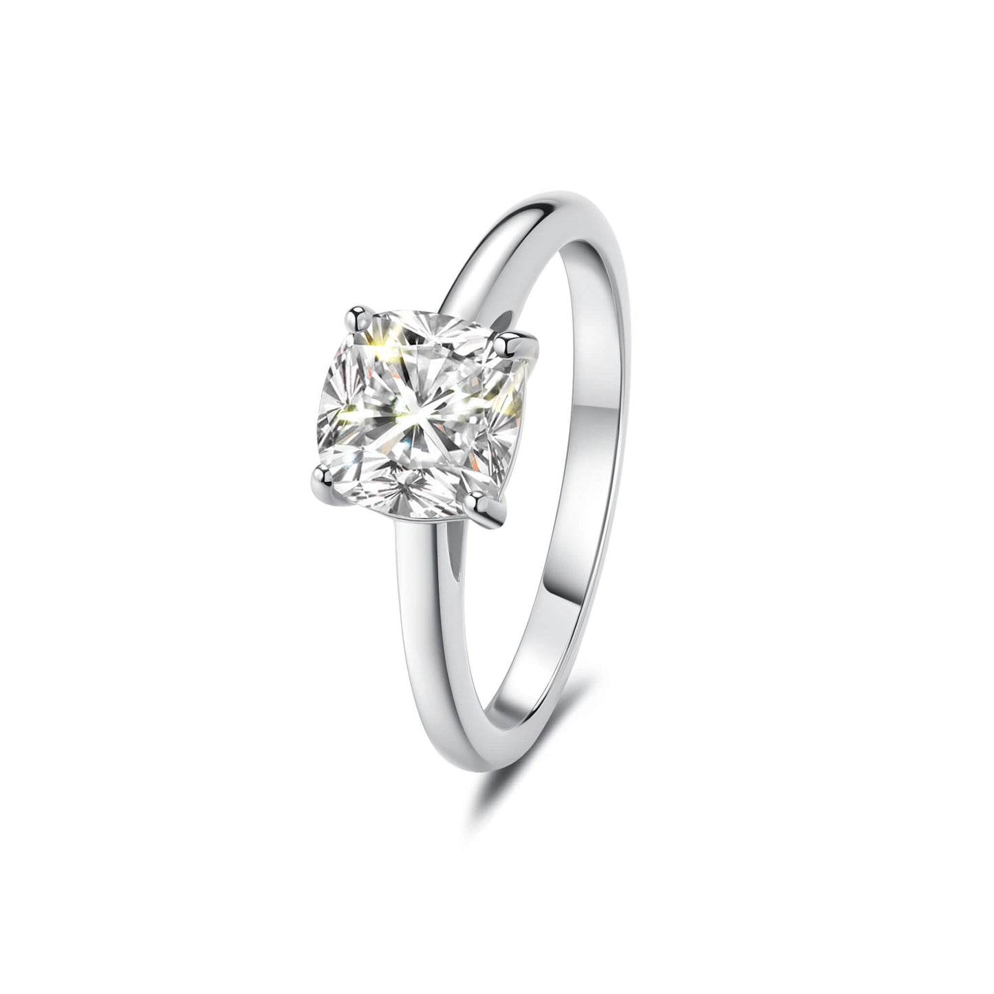 Solitaire Cushion Lab Diamond Ring in Platinum 4 Prong Setting - Neoshine