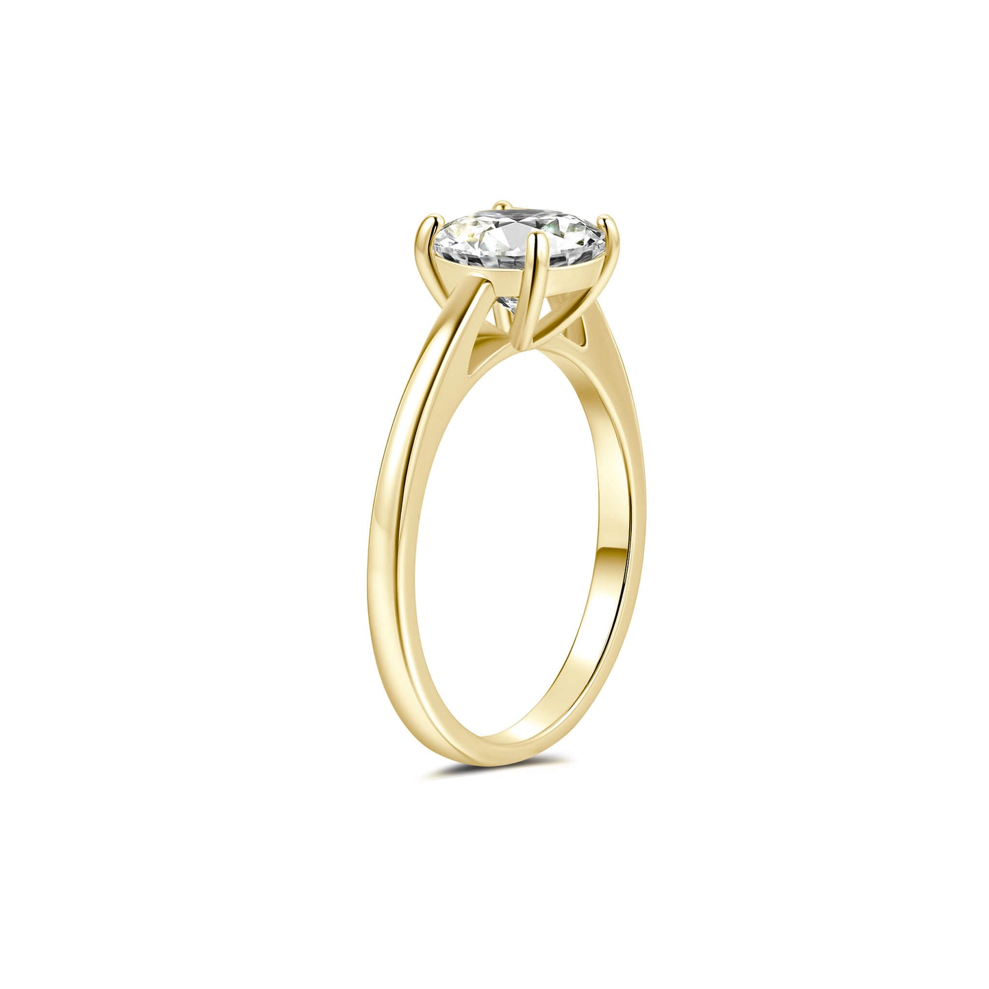 Solitaire Cushion Lab Diamond Ring in 18K Yellow Gold 4 Prong Setting - Neoshine