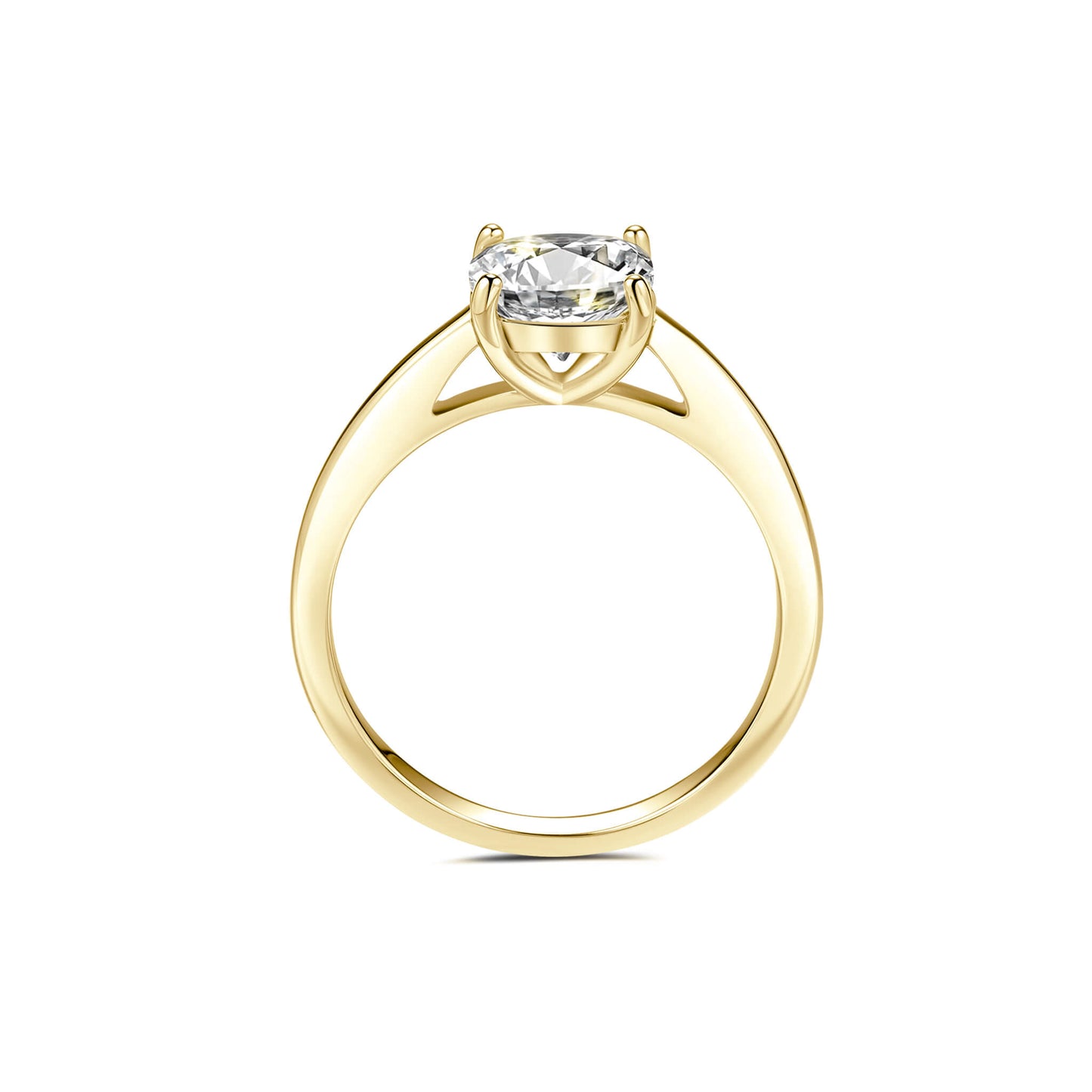 Solitaire Cushion Lab Diamond Ring in 18K Yellow Gold 4 Prong Setting - Neoshine