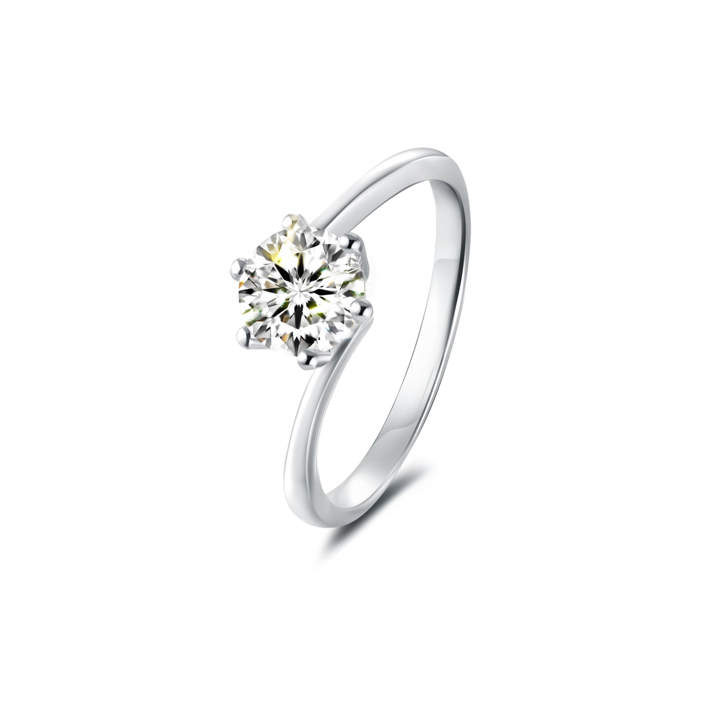 Solitaire Round Lab Diamond Ring in Platinum 6 Prong - Neoshine