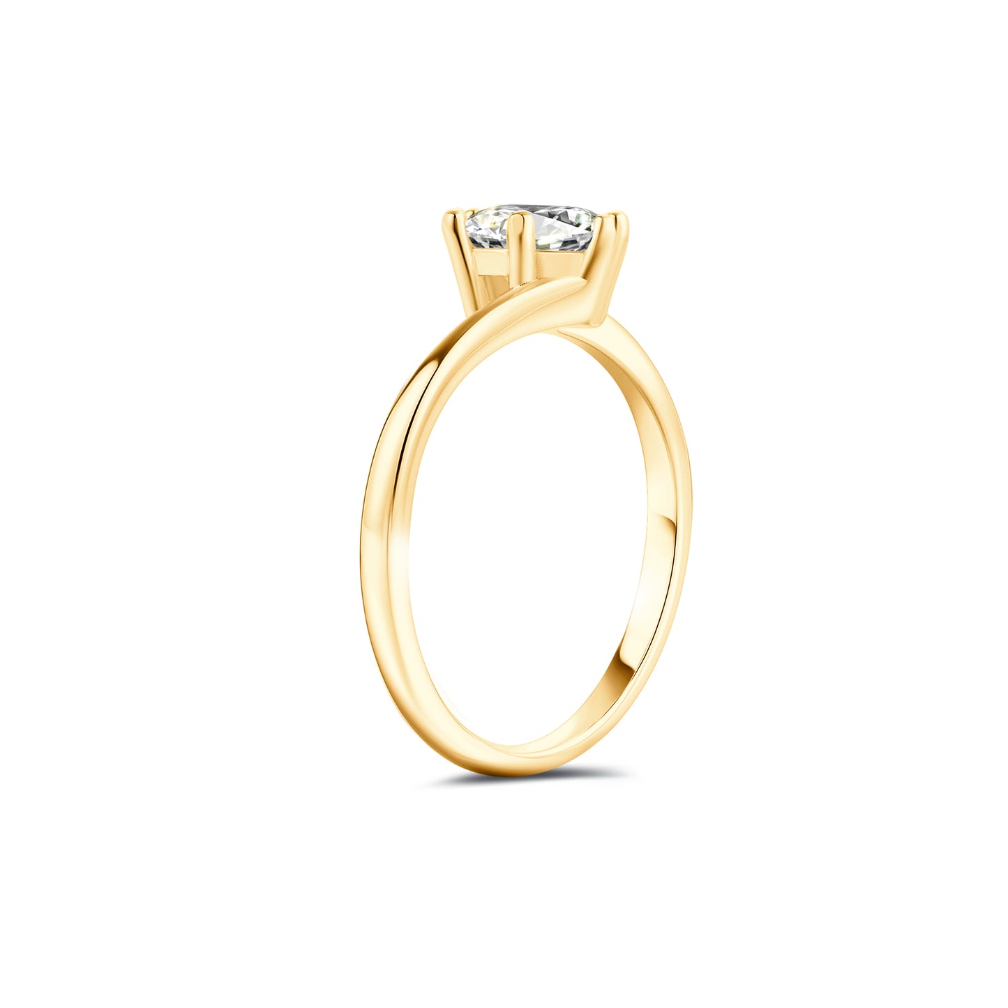 Solitaire Round Lab Diamond Ring in 18K Yellow Gold 6 Prong-018 - Neoshine