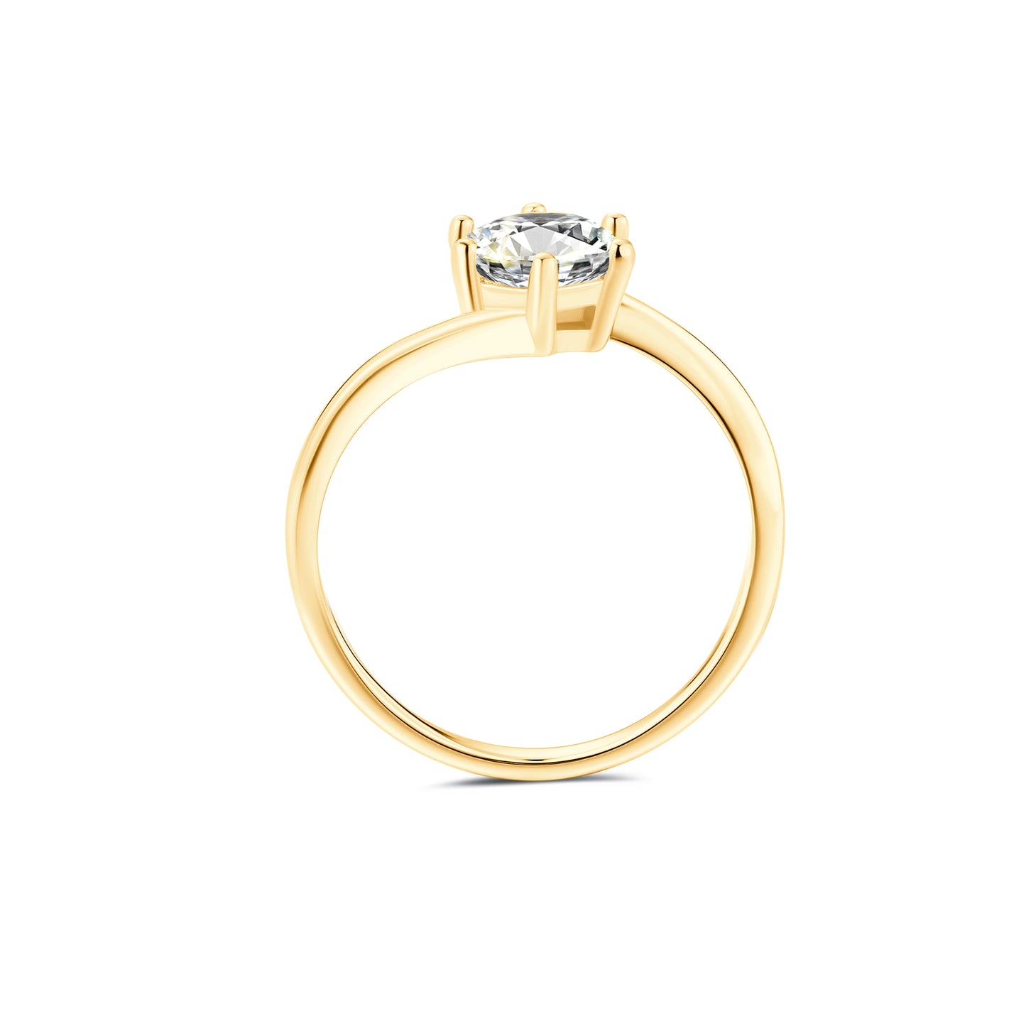 Solitaire Round Lab Diamond Ring in 18K Yellow Gold 6 Prong-018 - Neoshine