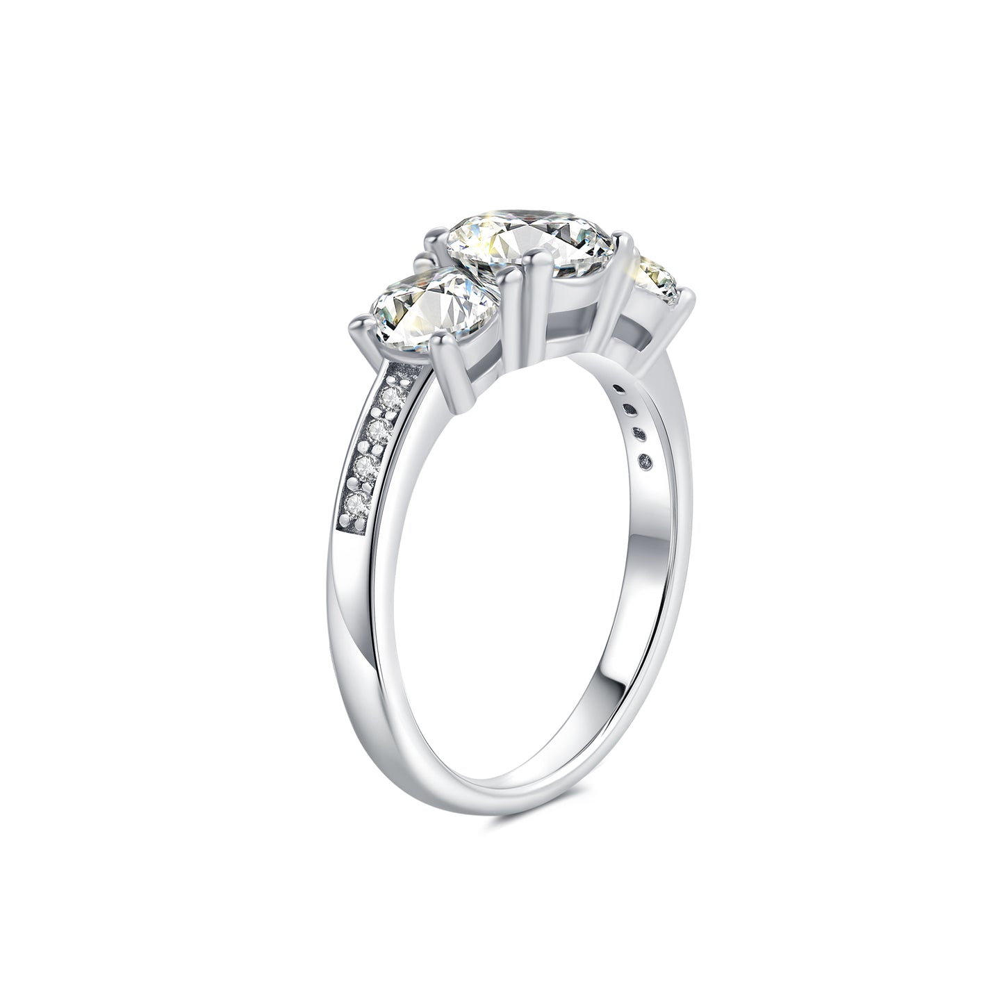 Three Stone Round Lab Diamond Ring in Platinum - Neoshine