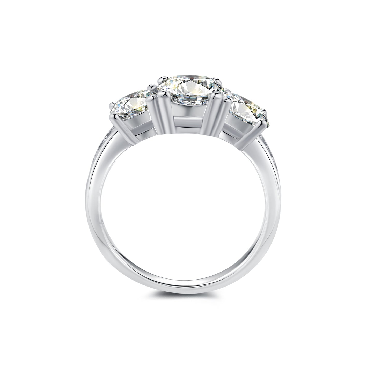 Three Stone Round Lab Diamond Ring in Platinum - Neoshine