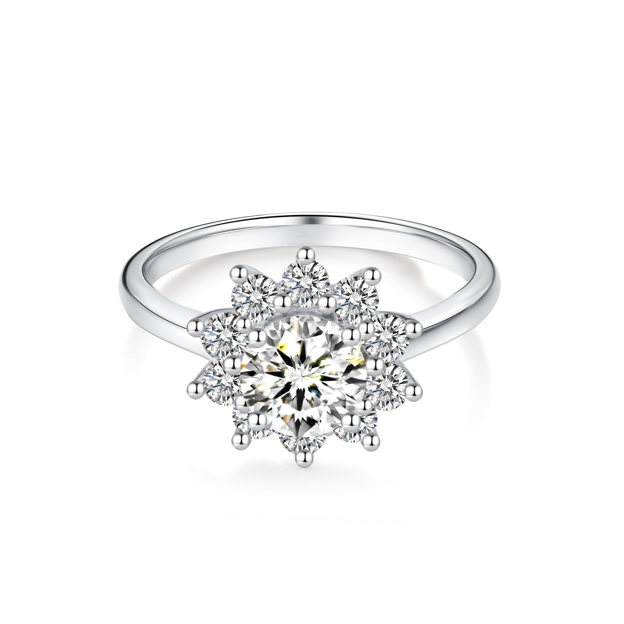 Halo Round Lab Diamond Ring in 14K White Gold