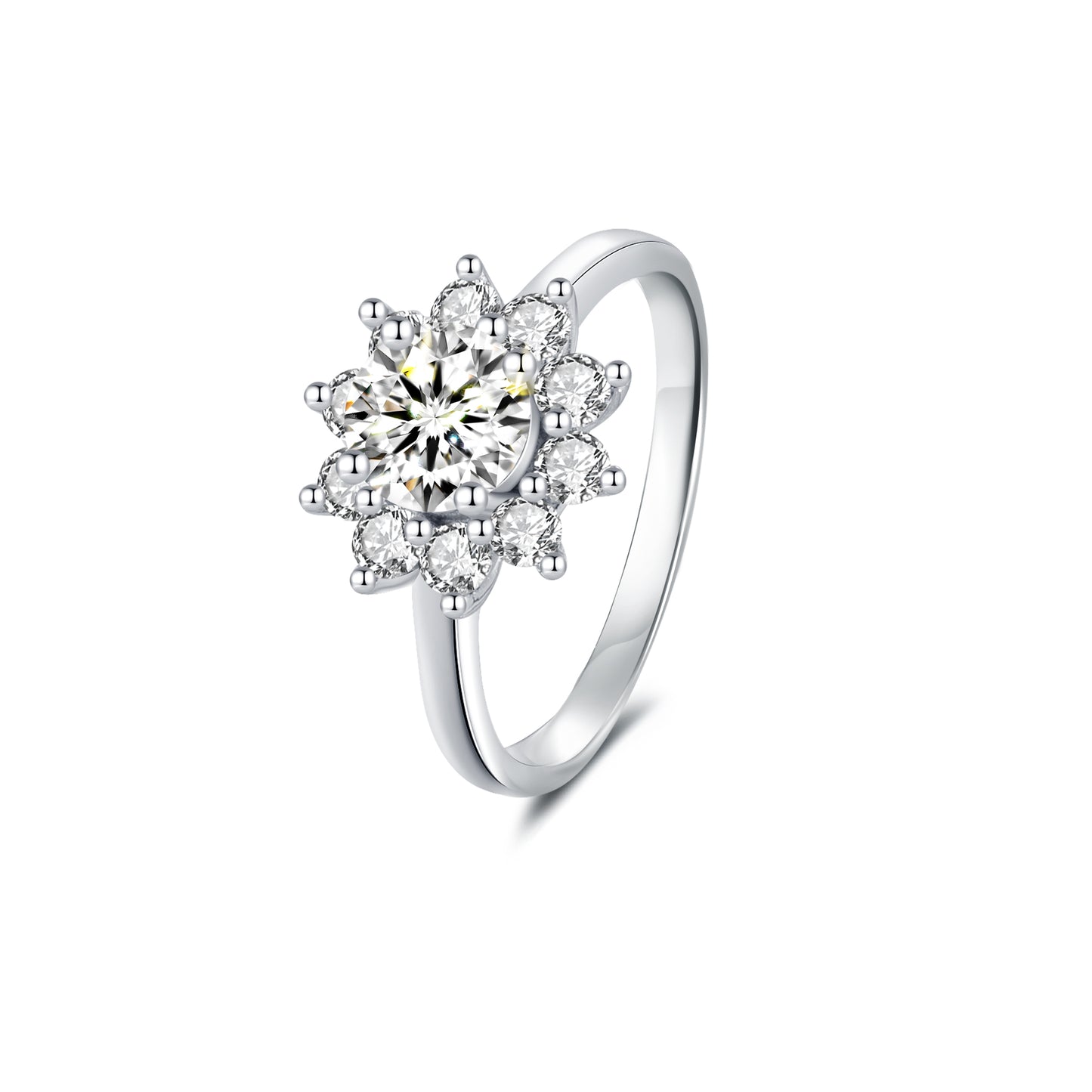 Halo Round Lab Diamond Ring in Platinum - Neoshine