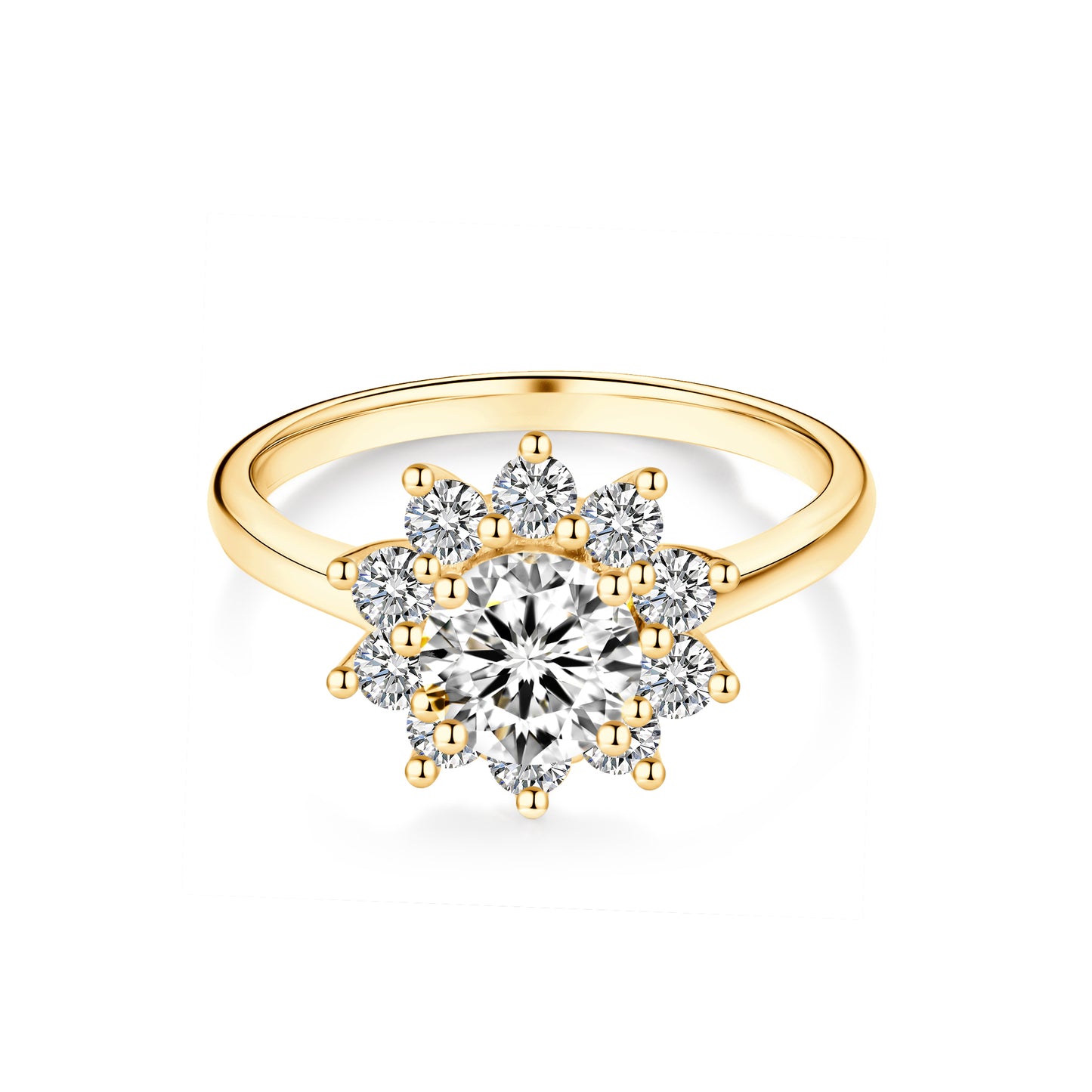 Halo Round Lab Diamond Ring in 18K Yellow Gold - Neoshine