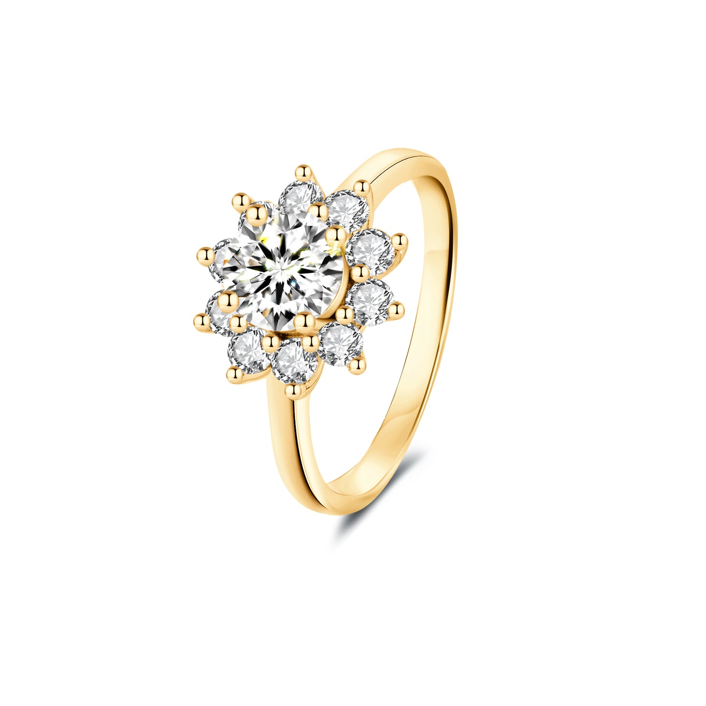 Halo Round Lab Diamond Ring in 18K Yellow Gold - Neoshine