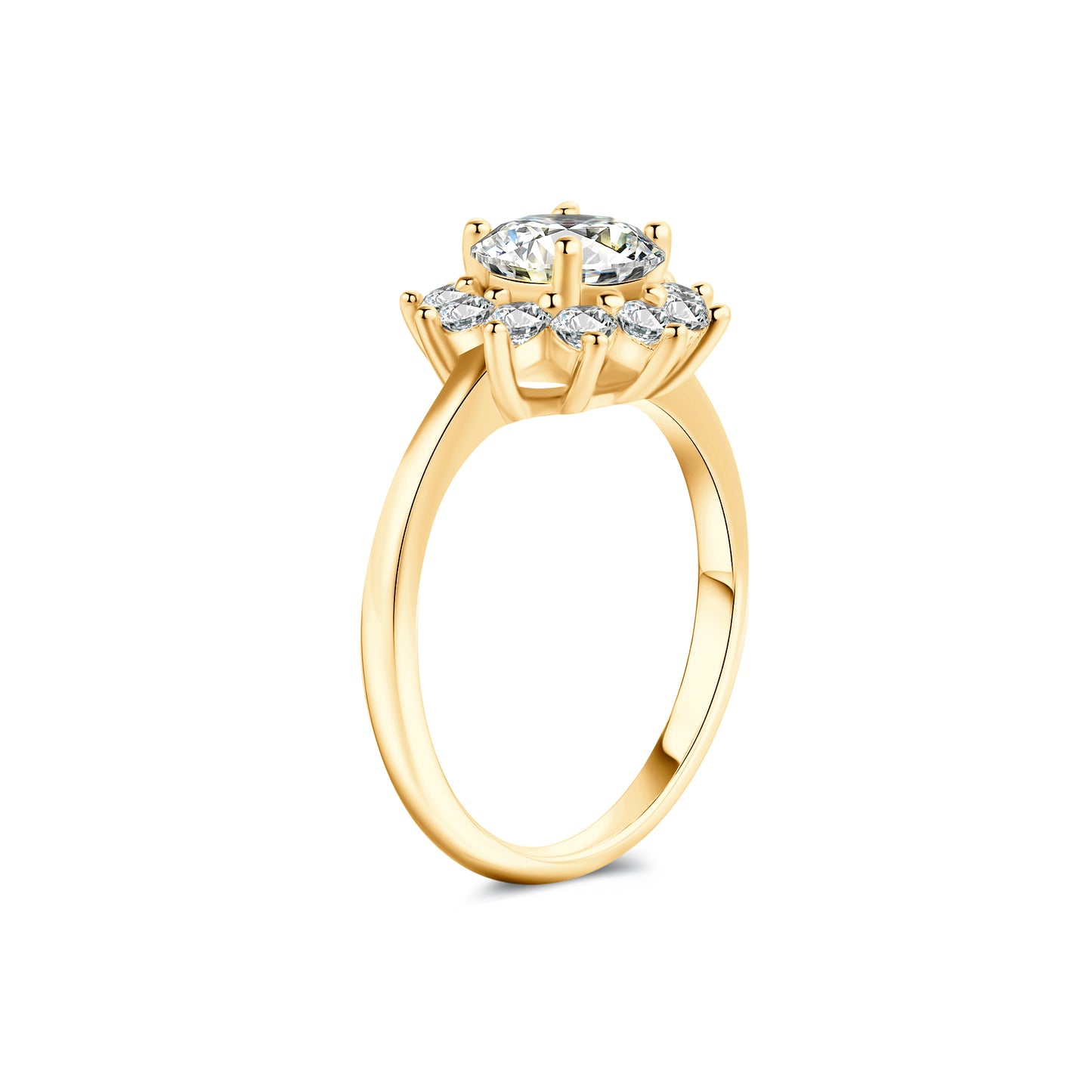 Halo Round Lab Diamond Ring in 18K Yellow Gold - Neoshine