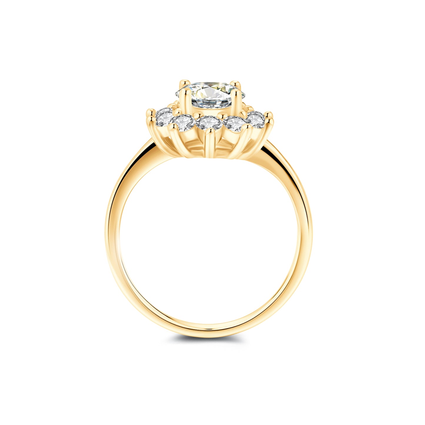 Halo Round Lab Diamond Ring in 18K Yellow Gold - Neoshine