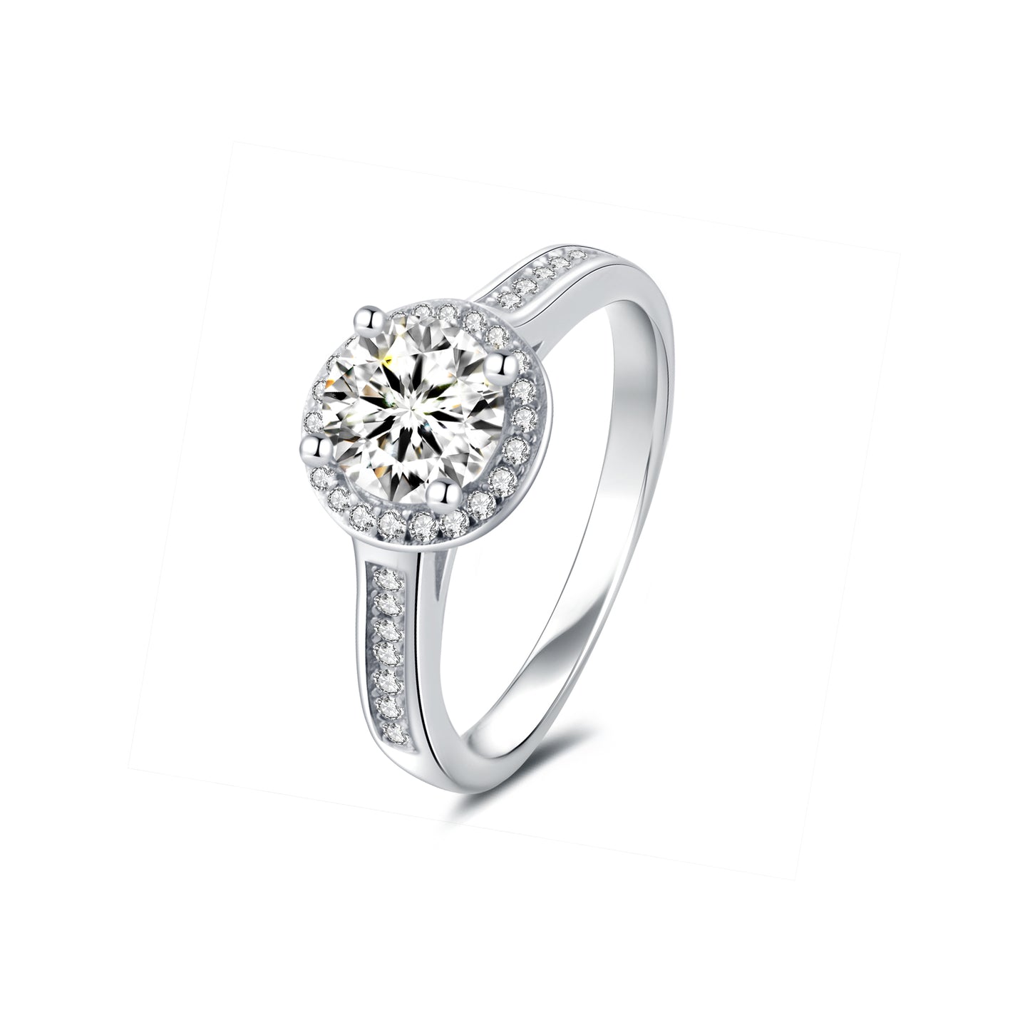 Halo Round Lab Diamond Ring in Platinum - Neoshine