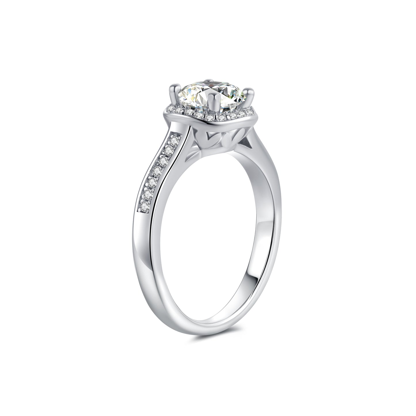 Halo Round Lab Diamond Ring in Platinum - Neoshine