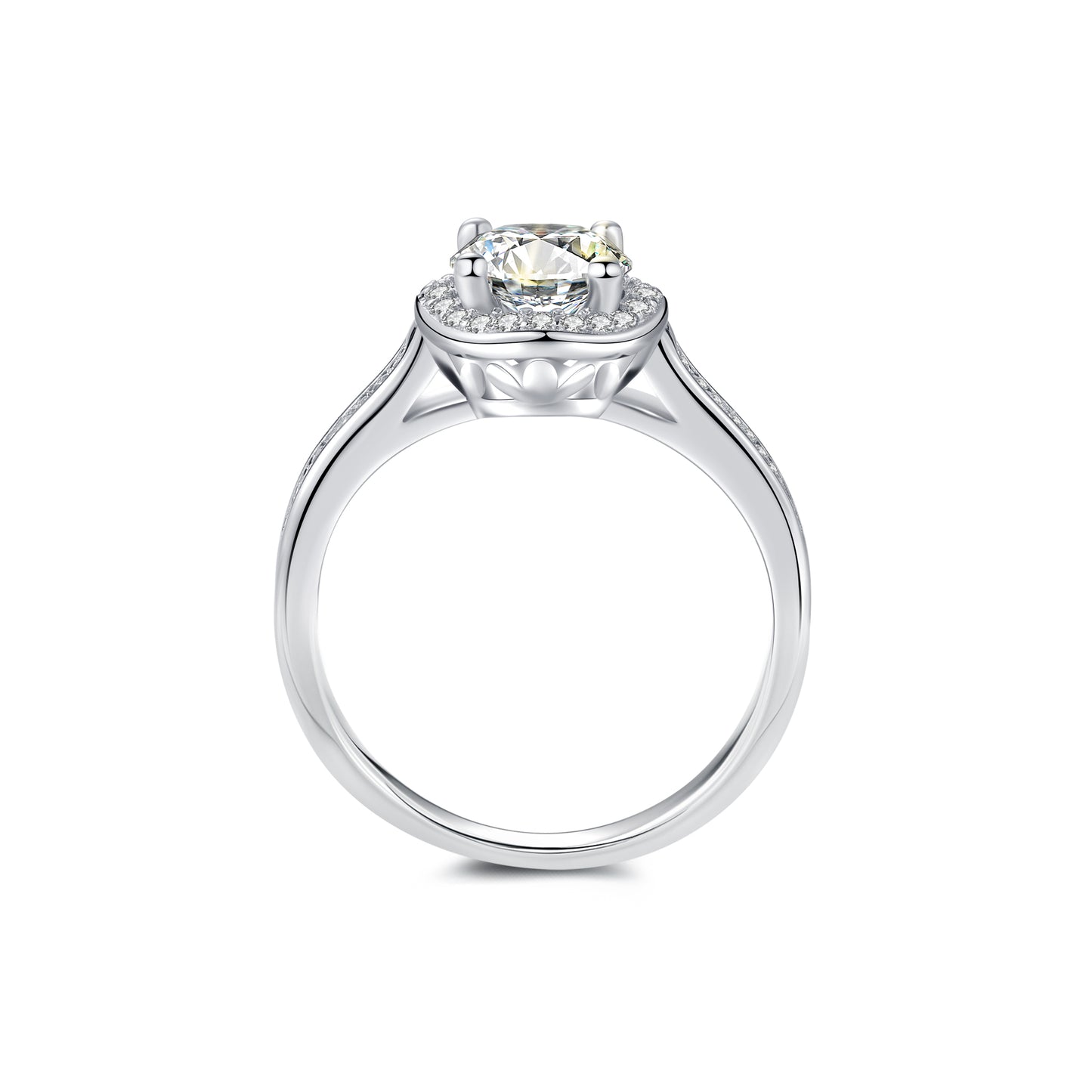 Halo Round Lab Diamond Ring in Platinum - Neoshine