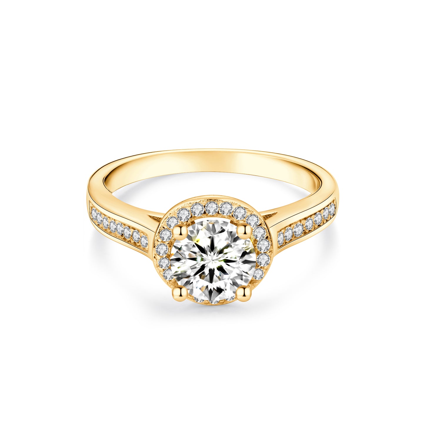 Halo Round Lab Diamond Ring in 18K Yellow Gold - Neoshine