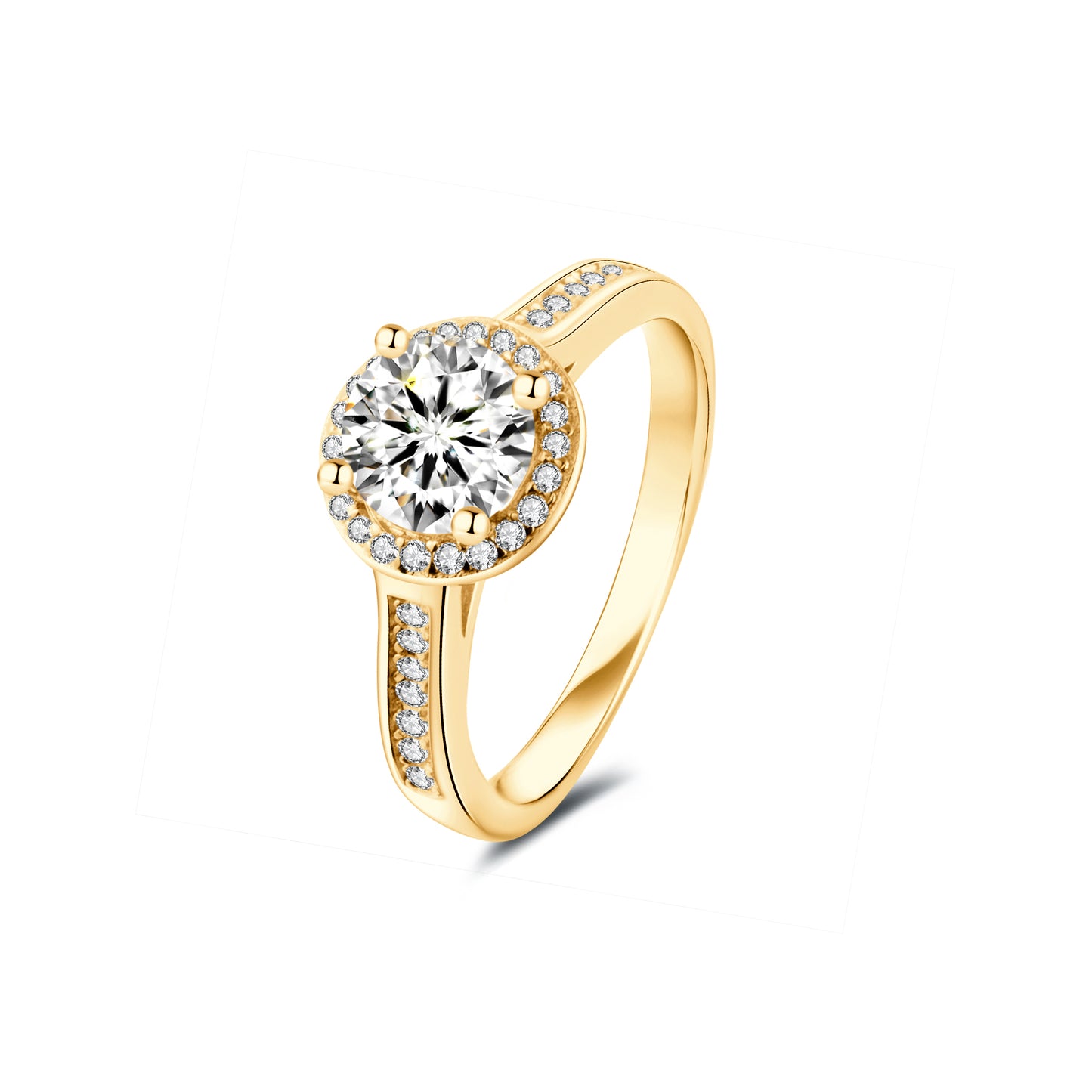 Halo Round Lab Diamond Ring in 18K Yellow Gold - Neoshine