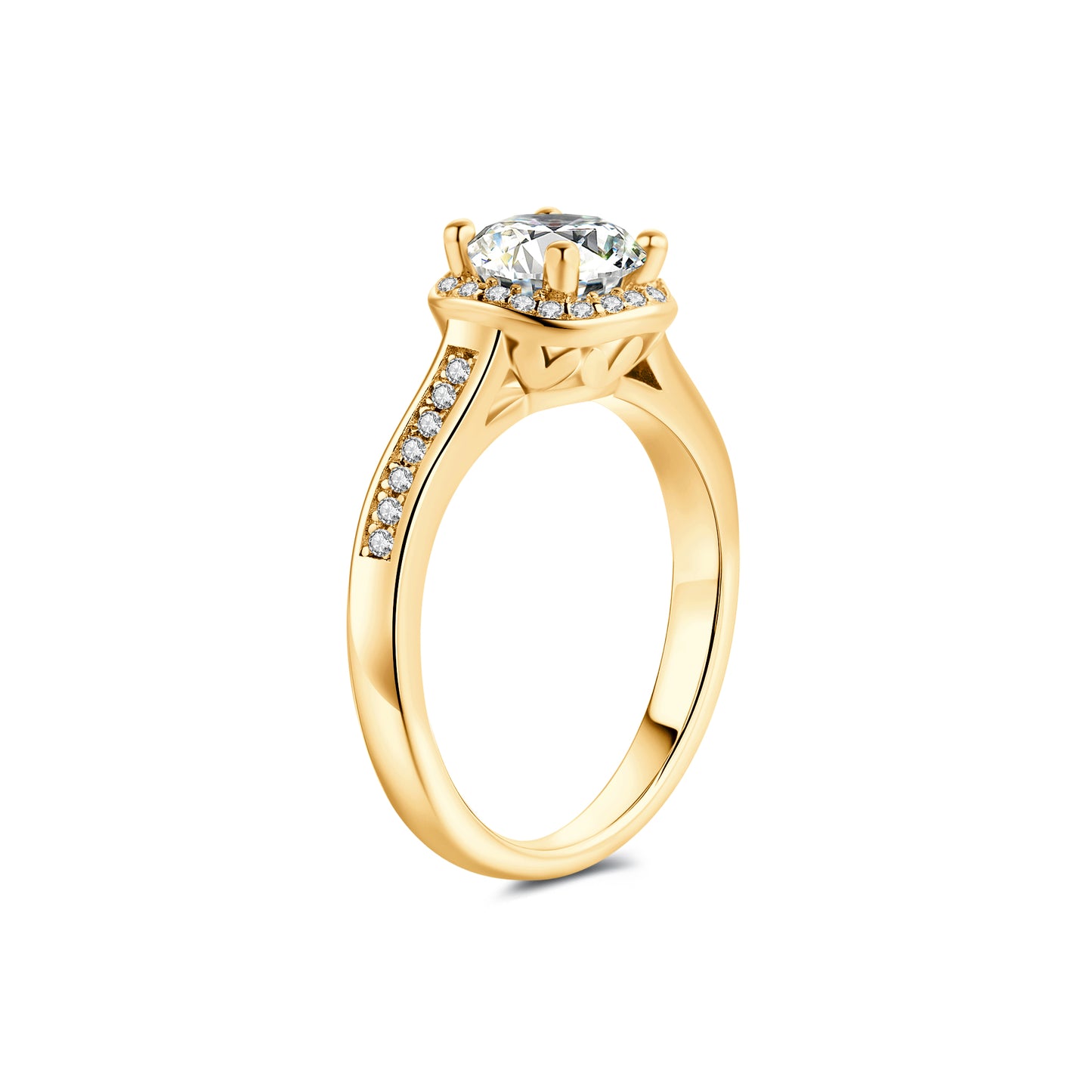 Halo Round Lab Diamond Ring in 18K Yellow Gold - Neoshine