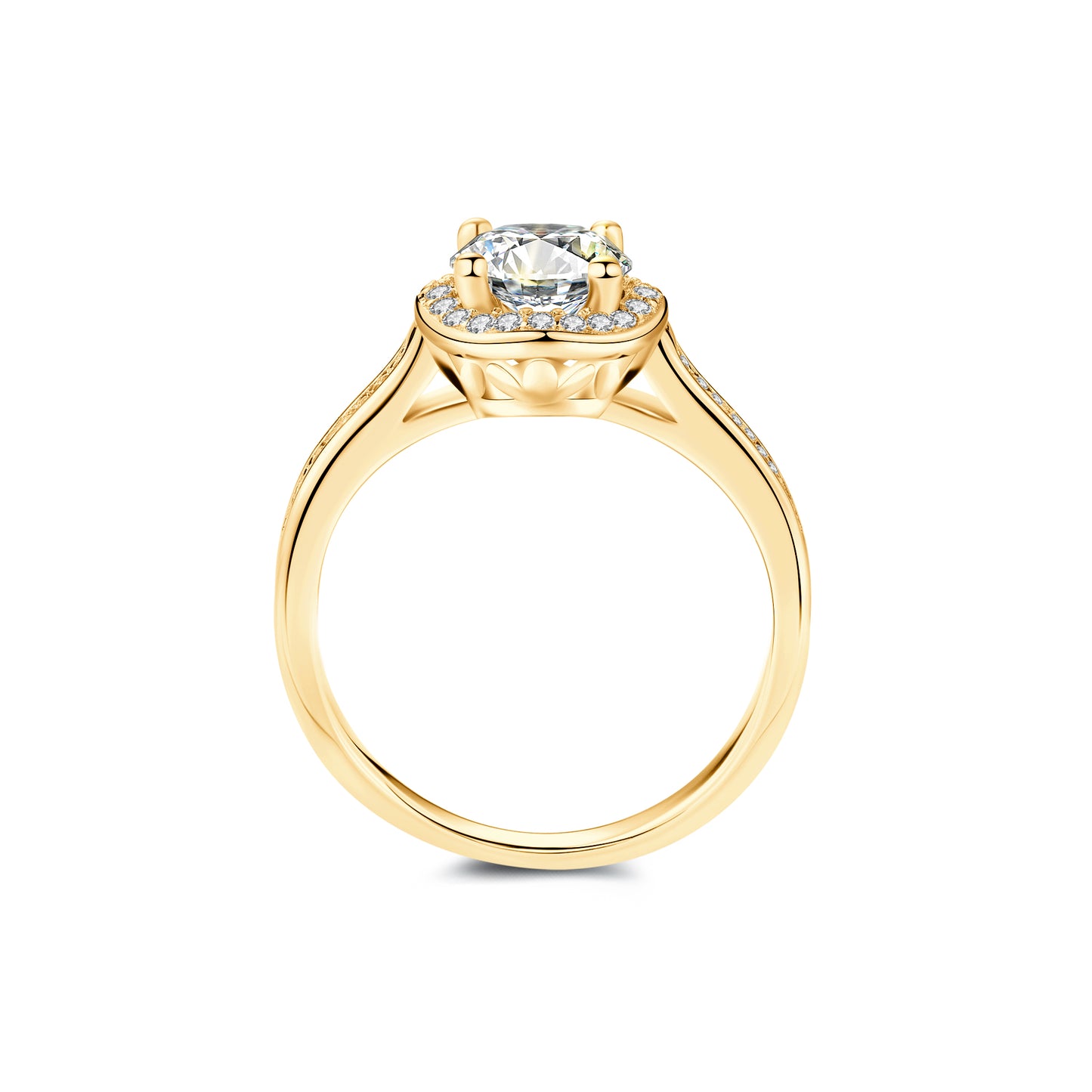 Halo Round Lab Diamond Ring in 18K Yellow Gold - Neoshine