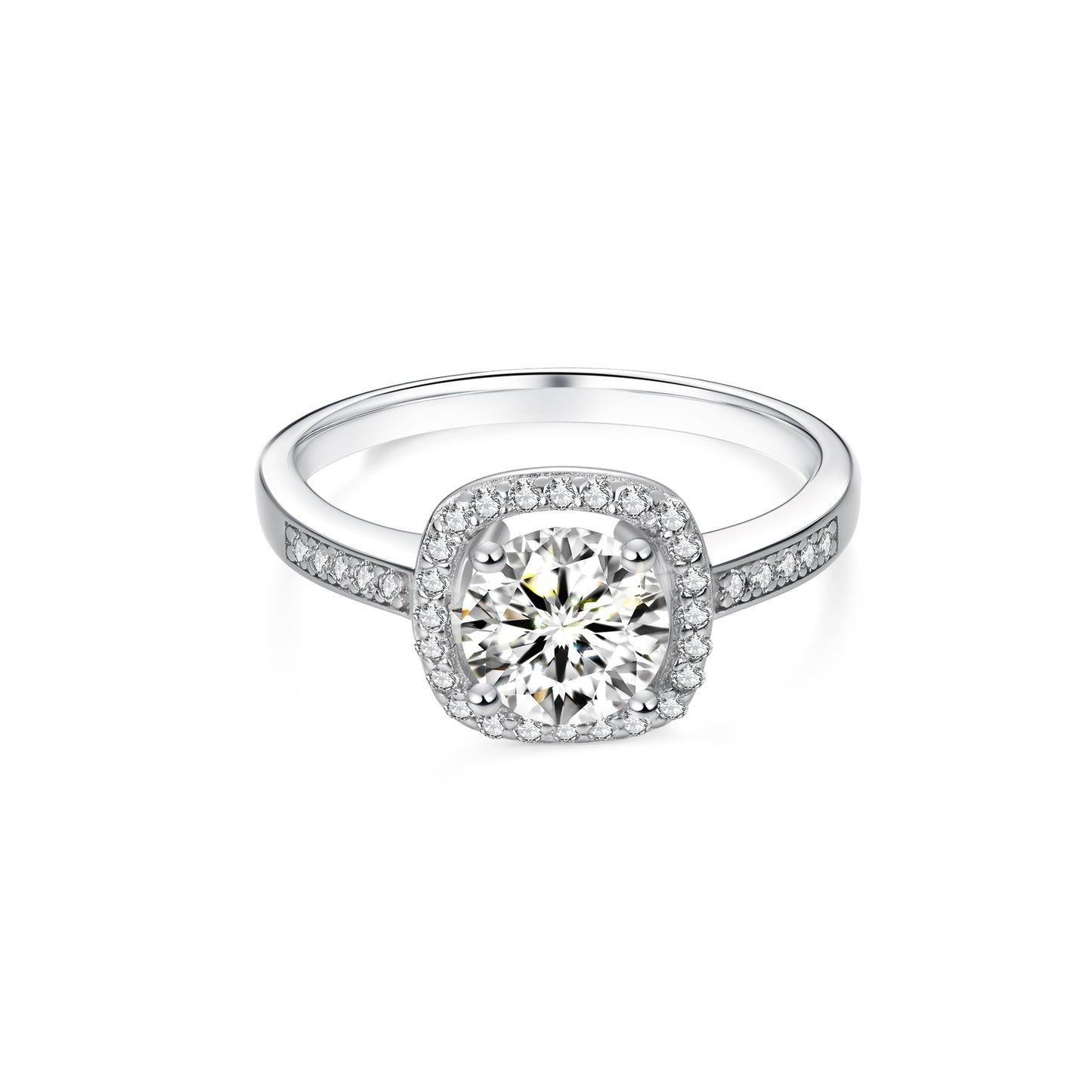 Halo Round Lab Diamond Ring in Platinum - Neoshine