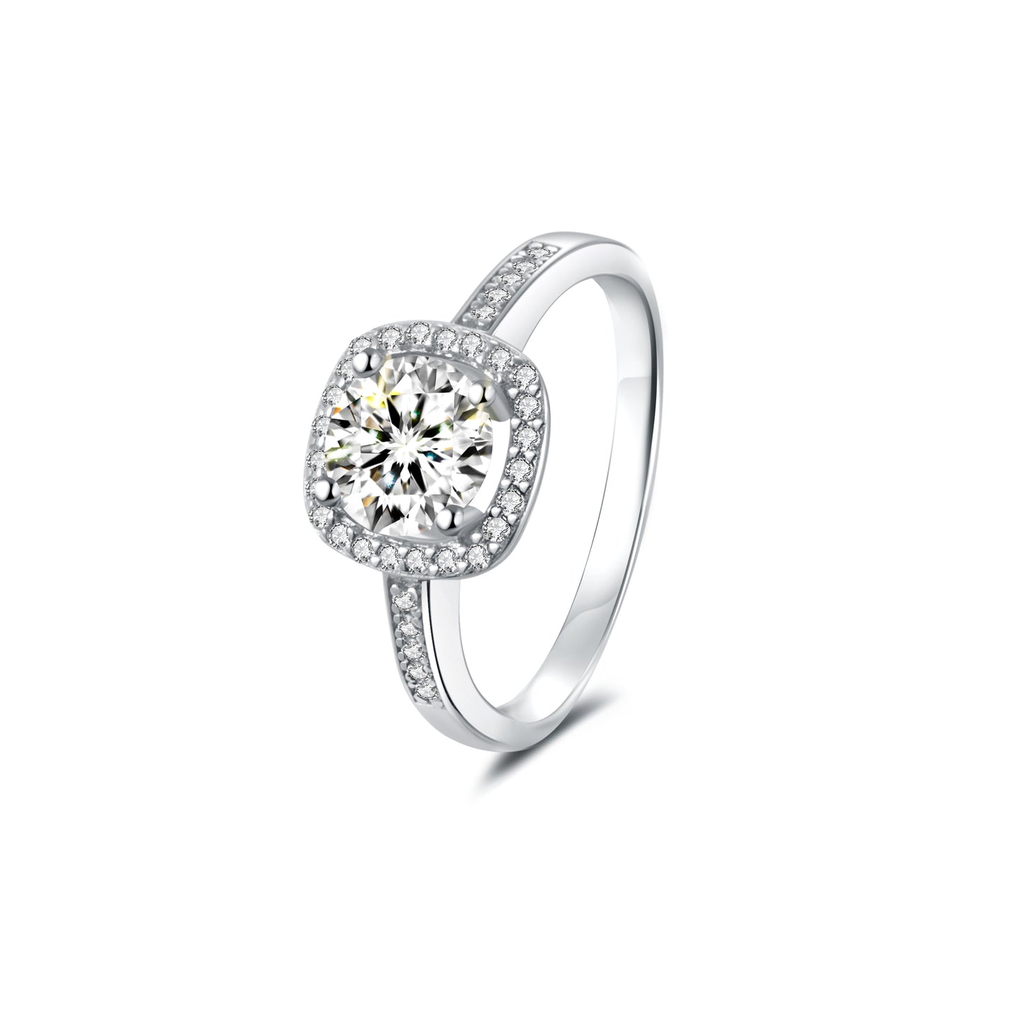 Halo Round Lab Diamond Ring in Platinum - Neoshine
