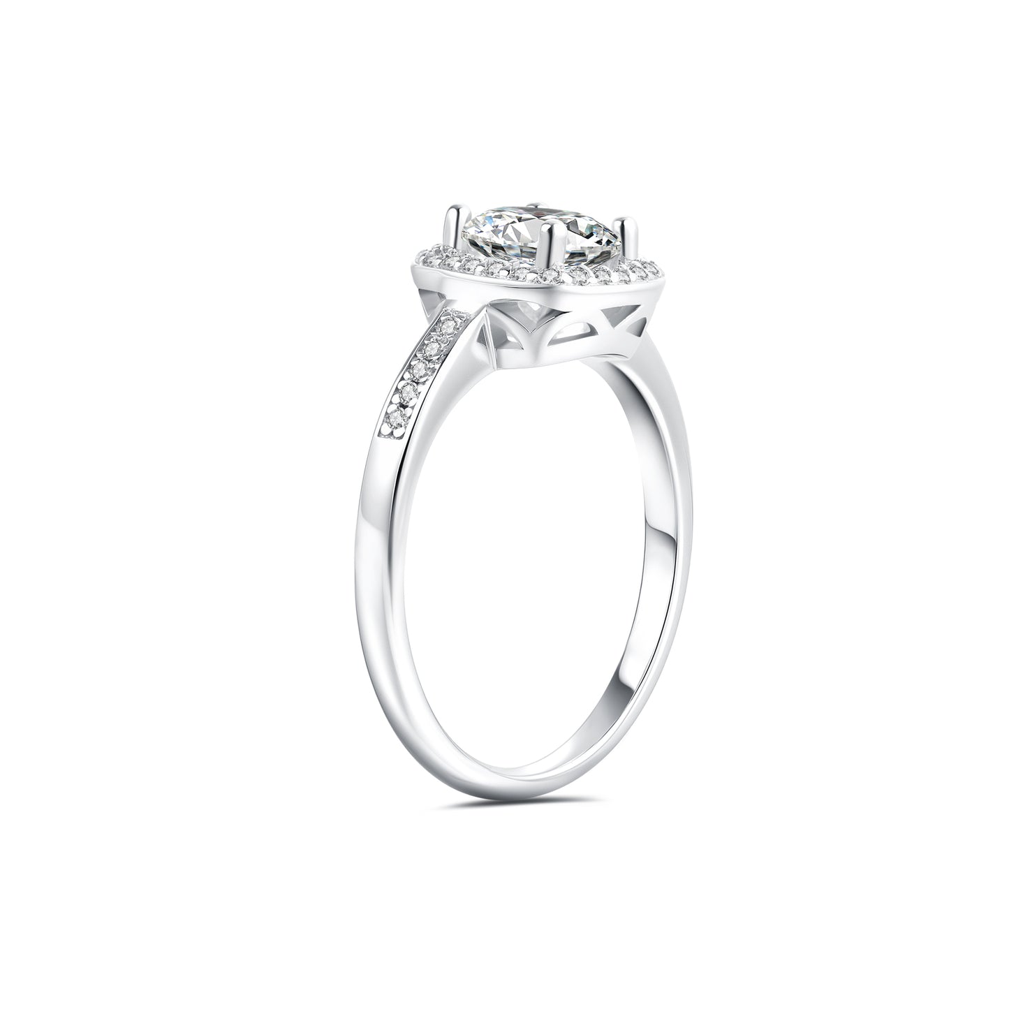 Halo Round Lab Diamond Ring in Platinum - Neoshine