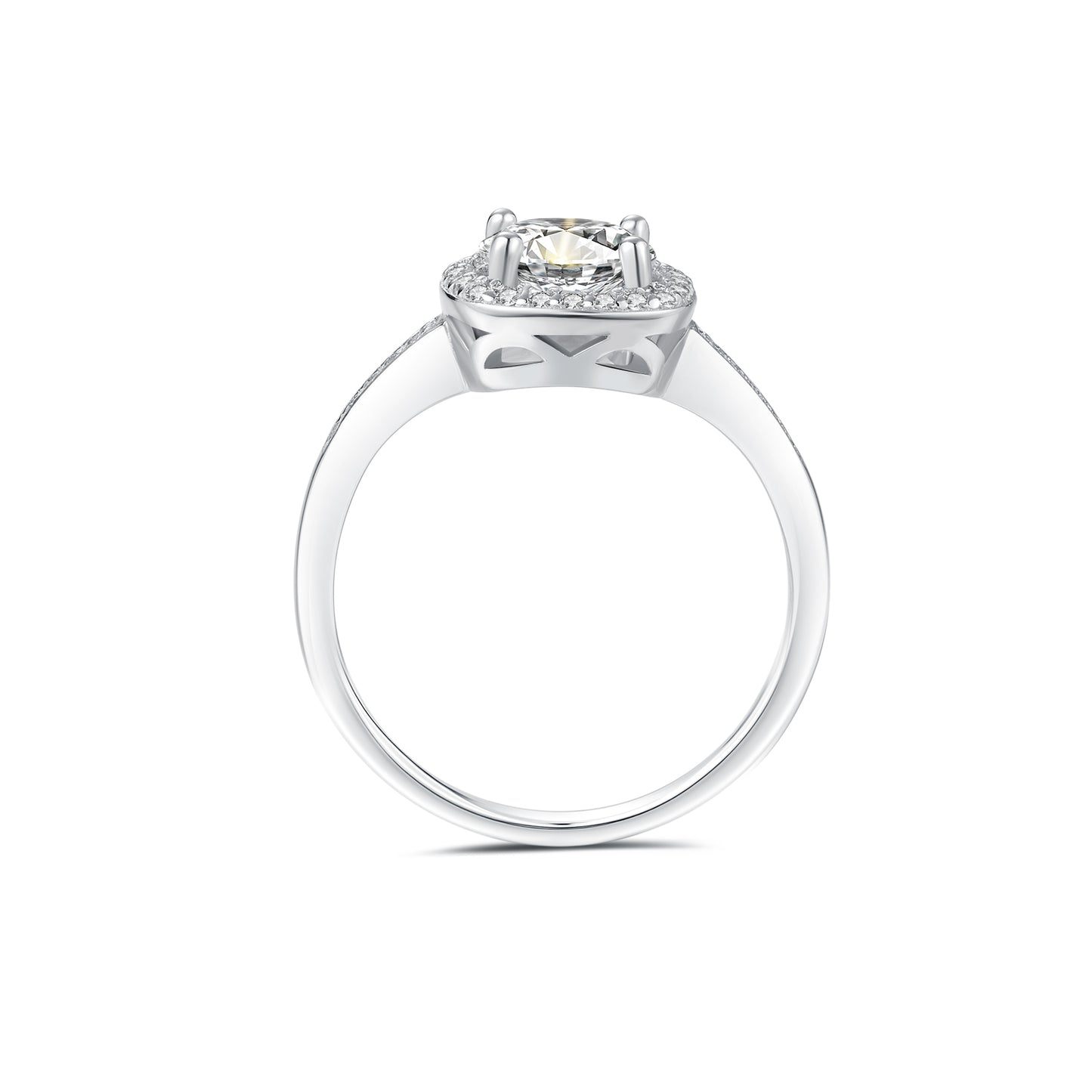 Halo Round Lab Diamond Ring in Platinum - Neoshine