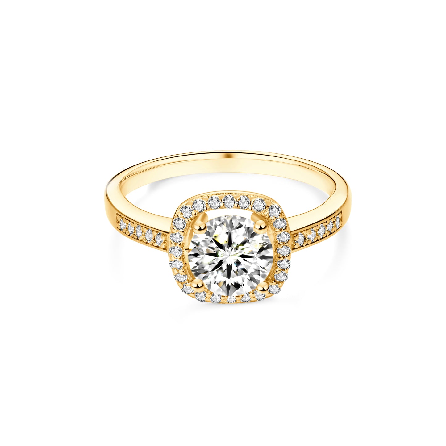 Halo Round Lab Diamond Ring in 14K Yellow Gold - Neoshine
