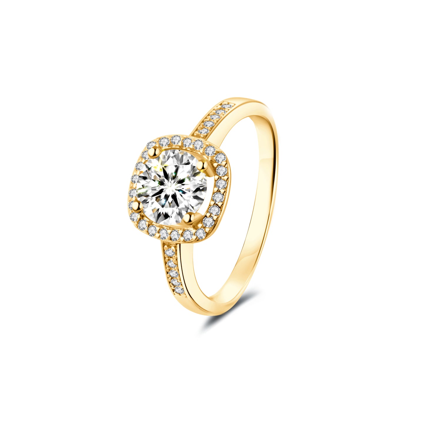 Halo Round Lab Diamond Ring in 14K Yellow Gold - Neoshine
