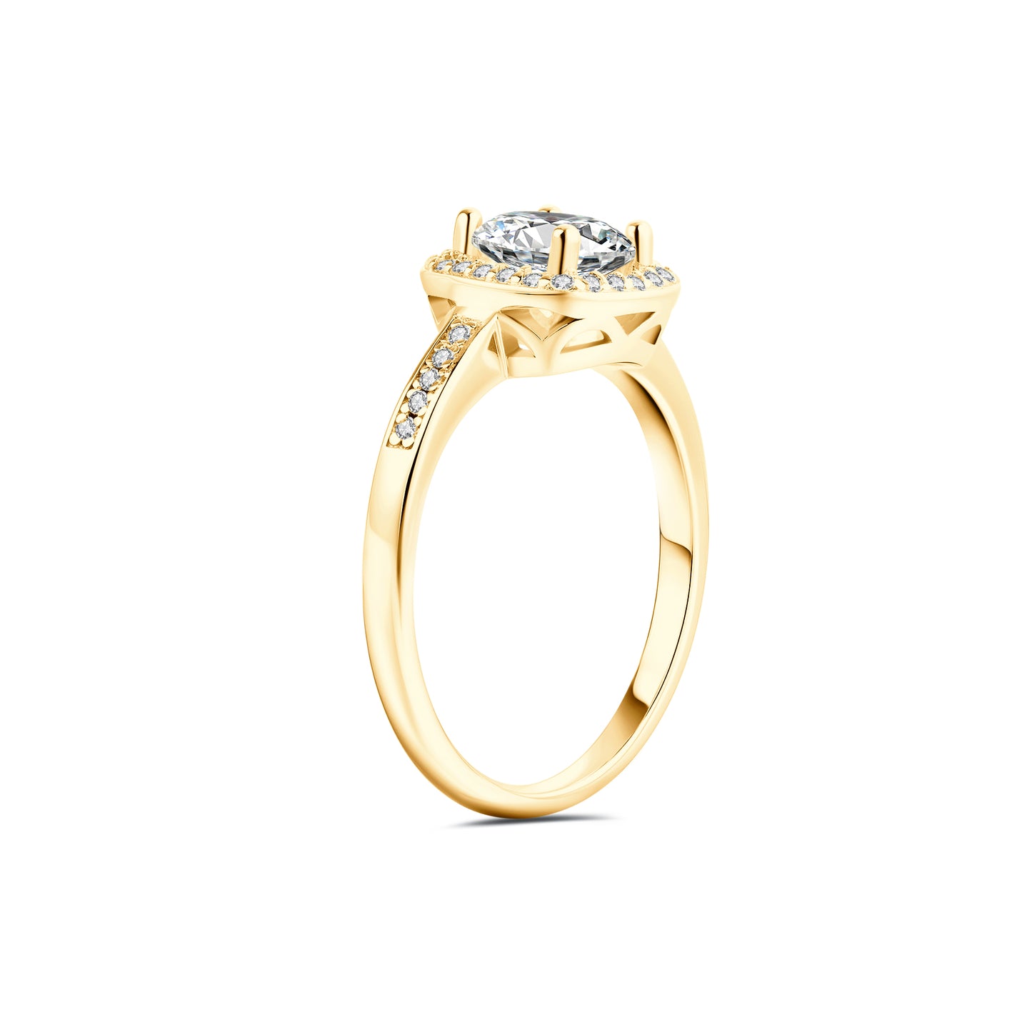Halo Round Lab Diamond Ring in 14K Yellow Gold - Neoshine