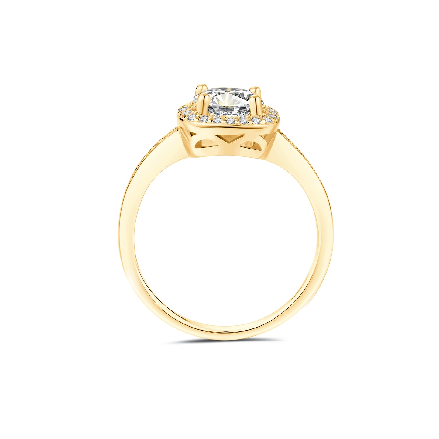 Halo Round Lab Diamond Ring in 14K Yellow Gold - Neoshine