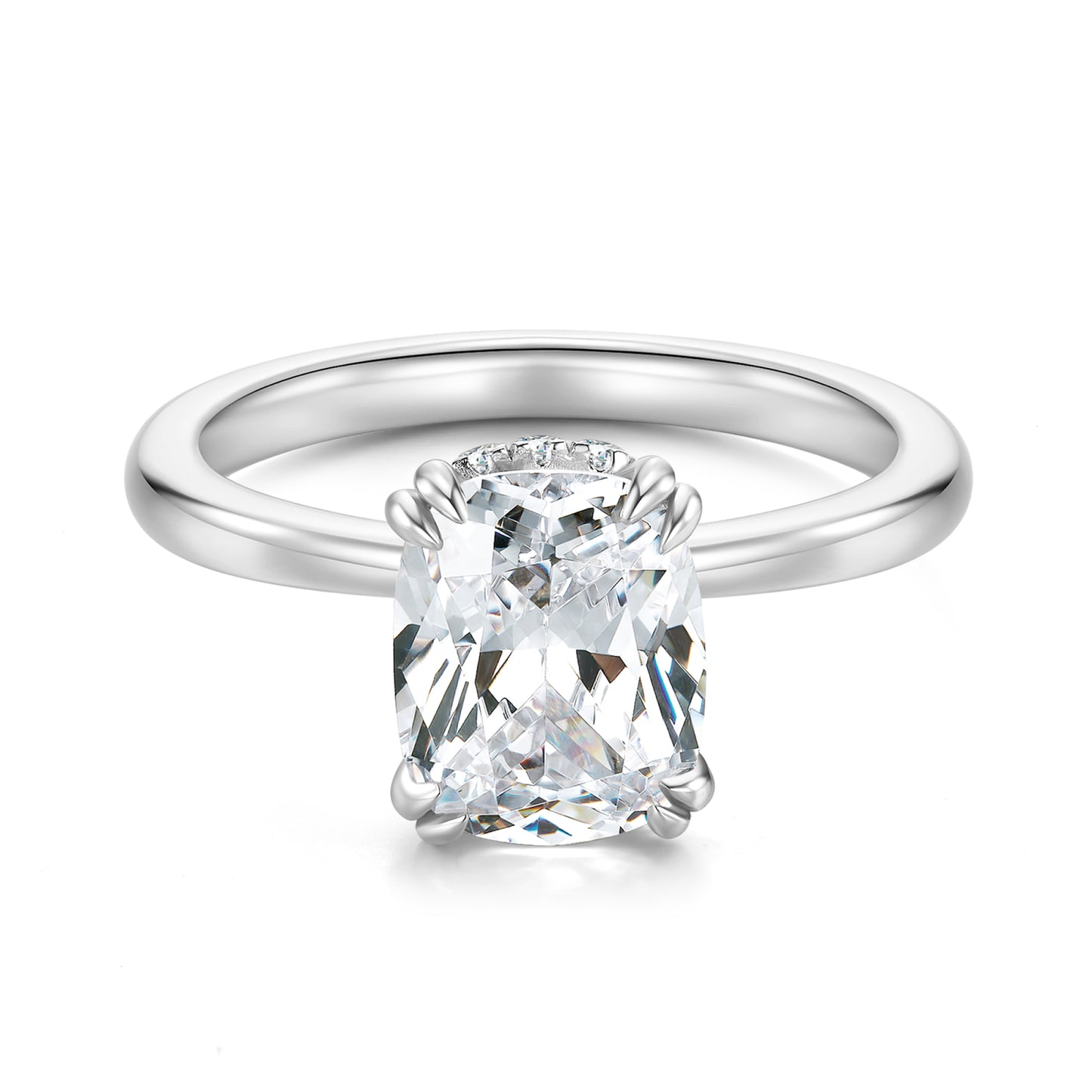 Hidden Halo Radiant Lab Diamond Ring in Platinum - Neoshine