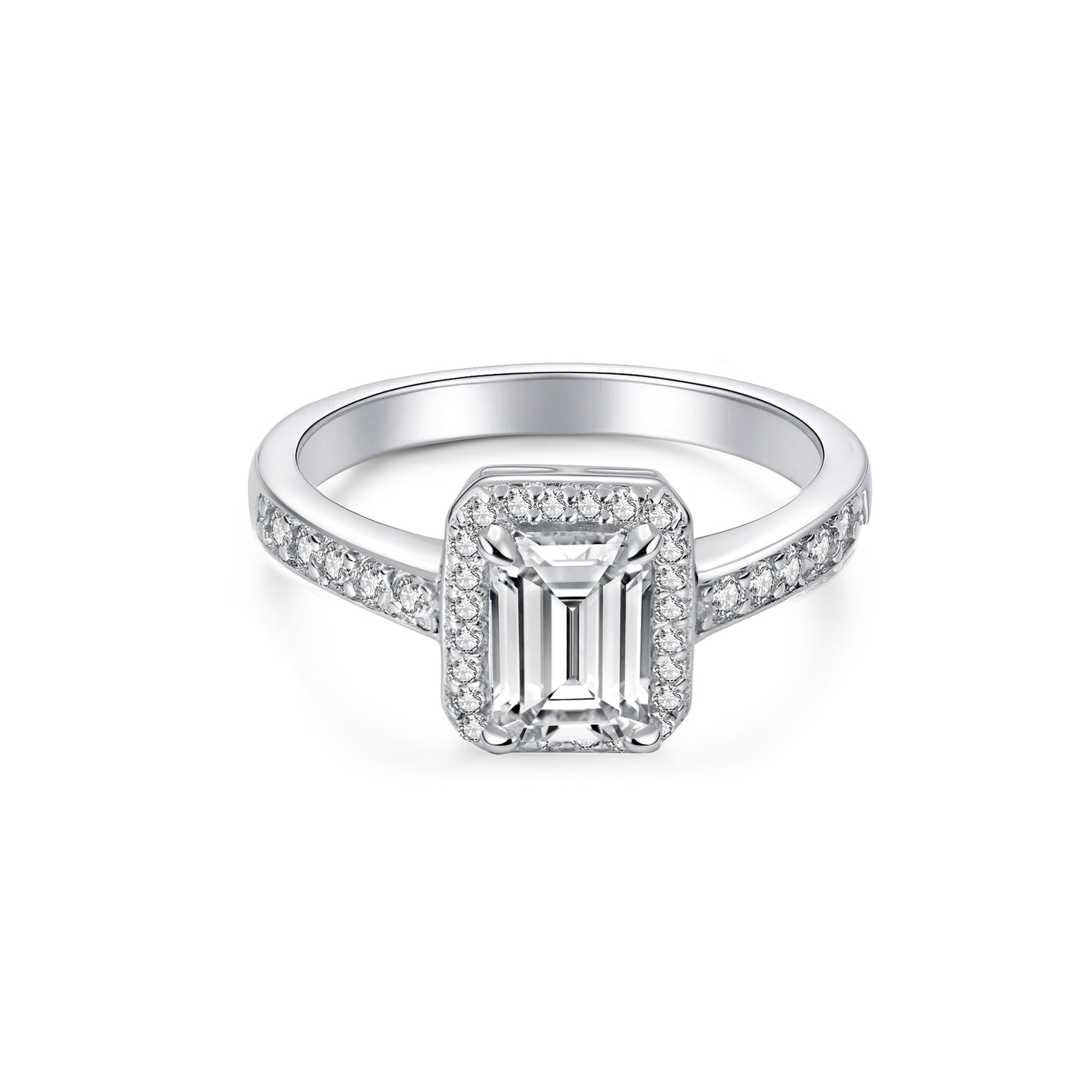 Halo Emerald Lab Diamond Ring in Platinum - Neoshine