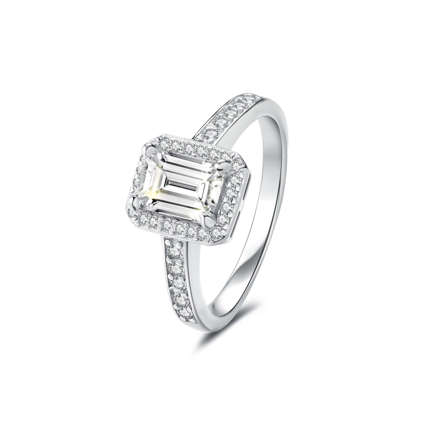 Halo Emerald Lab Diamond Ring in Platinum - Neoshine