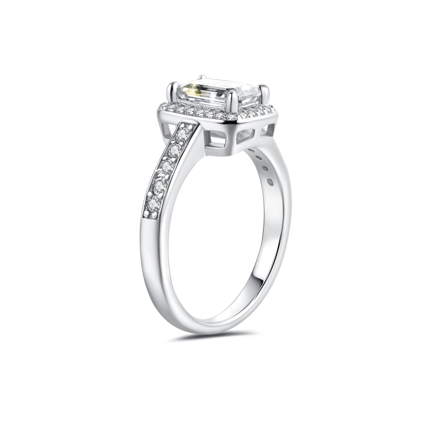 Halo Emerald Lab Diamond Ring in Platinum - Neoshine