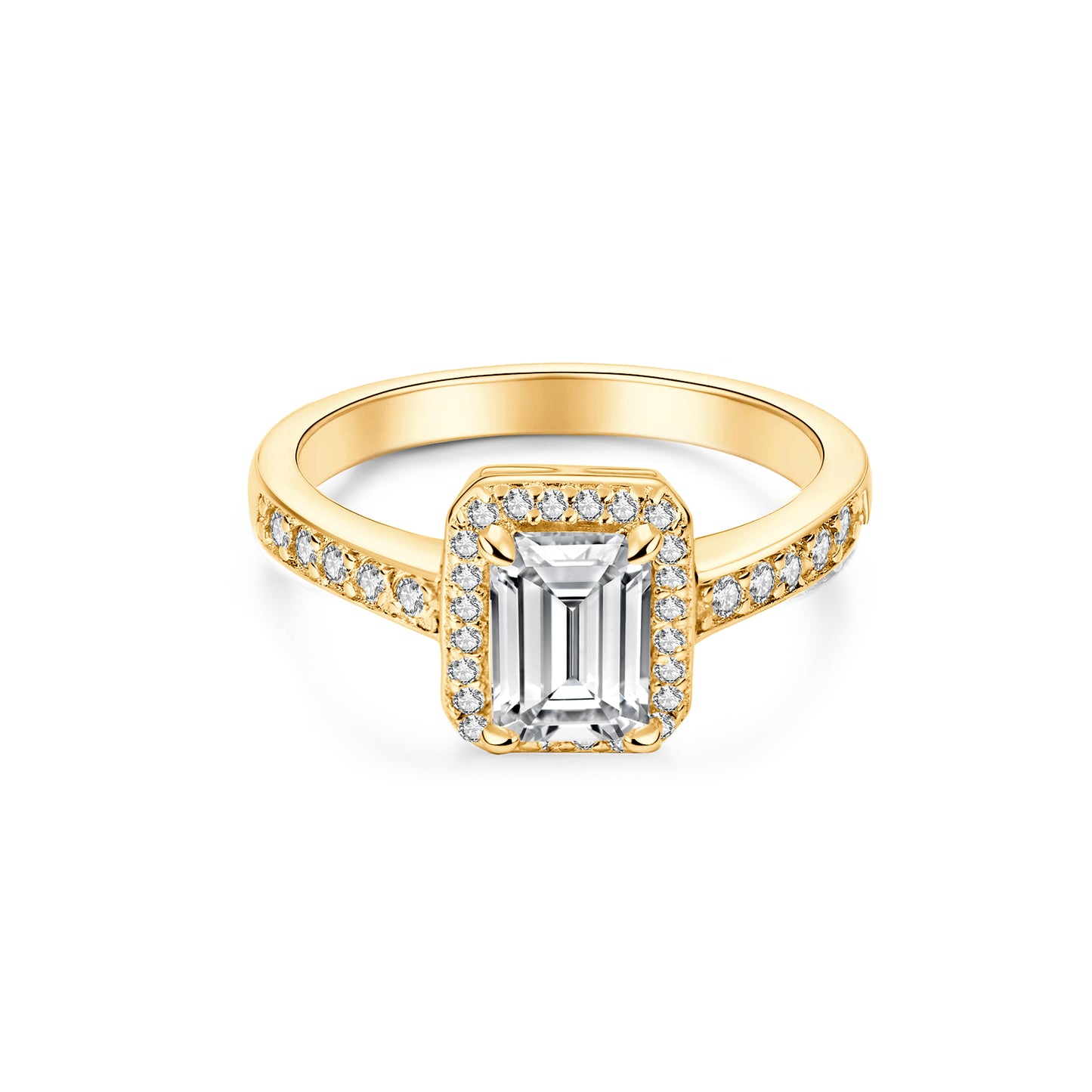 Halo Emerald Lab Diamond Ring in 18K Yellow Gold - Neoshine