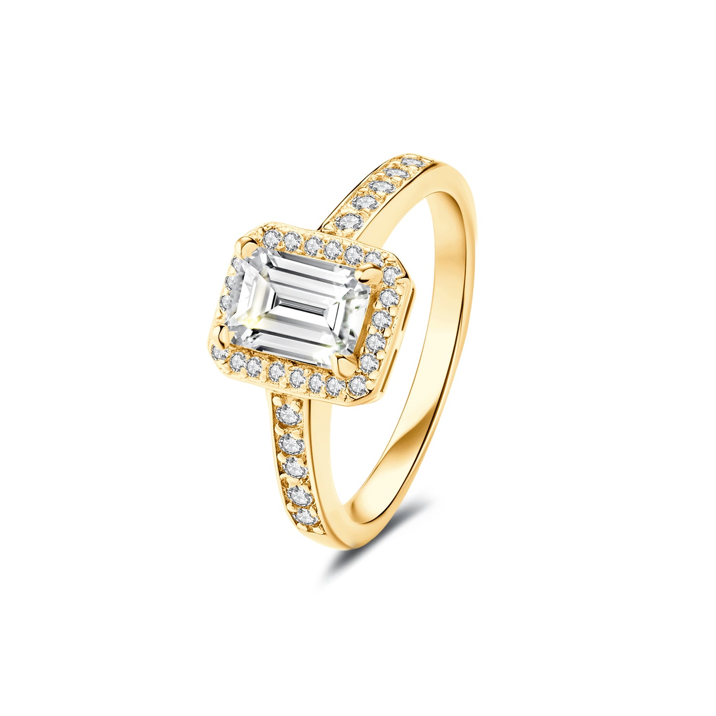 Halo Emerald Lab Diamond Ring in 18K Yellow Gold - Neoshine