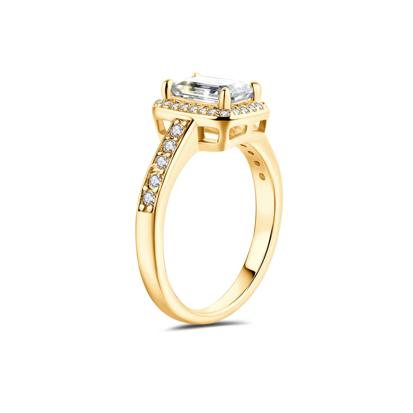 Halo Emerald Lab Diamond Ring in 18K Yellow Gold - Neoshine