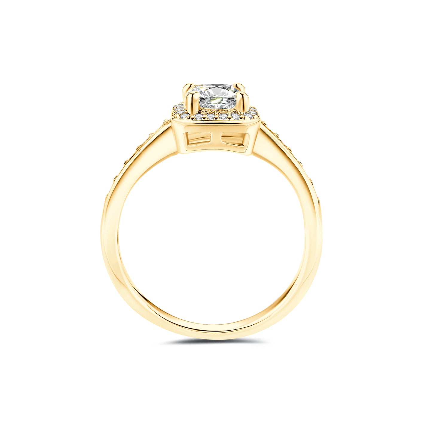 Halo Emerald Lab Diamond Ring in 18K Yellow Gold - Neoshine