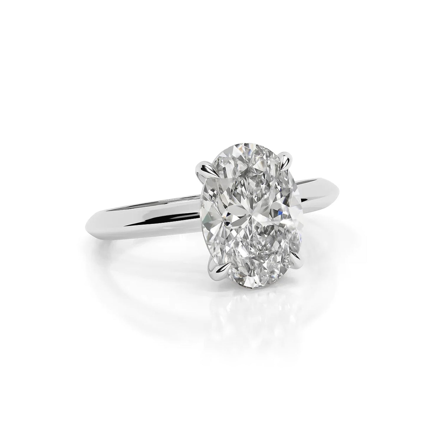 Solitaire Oval Lab Diamond Ring in Platinum 4 Prong Setting - Neoshine
