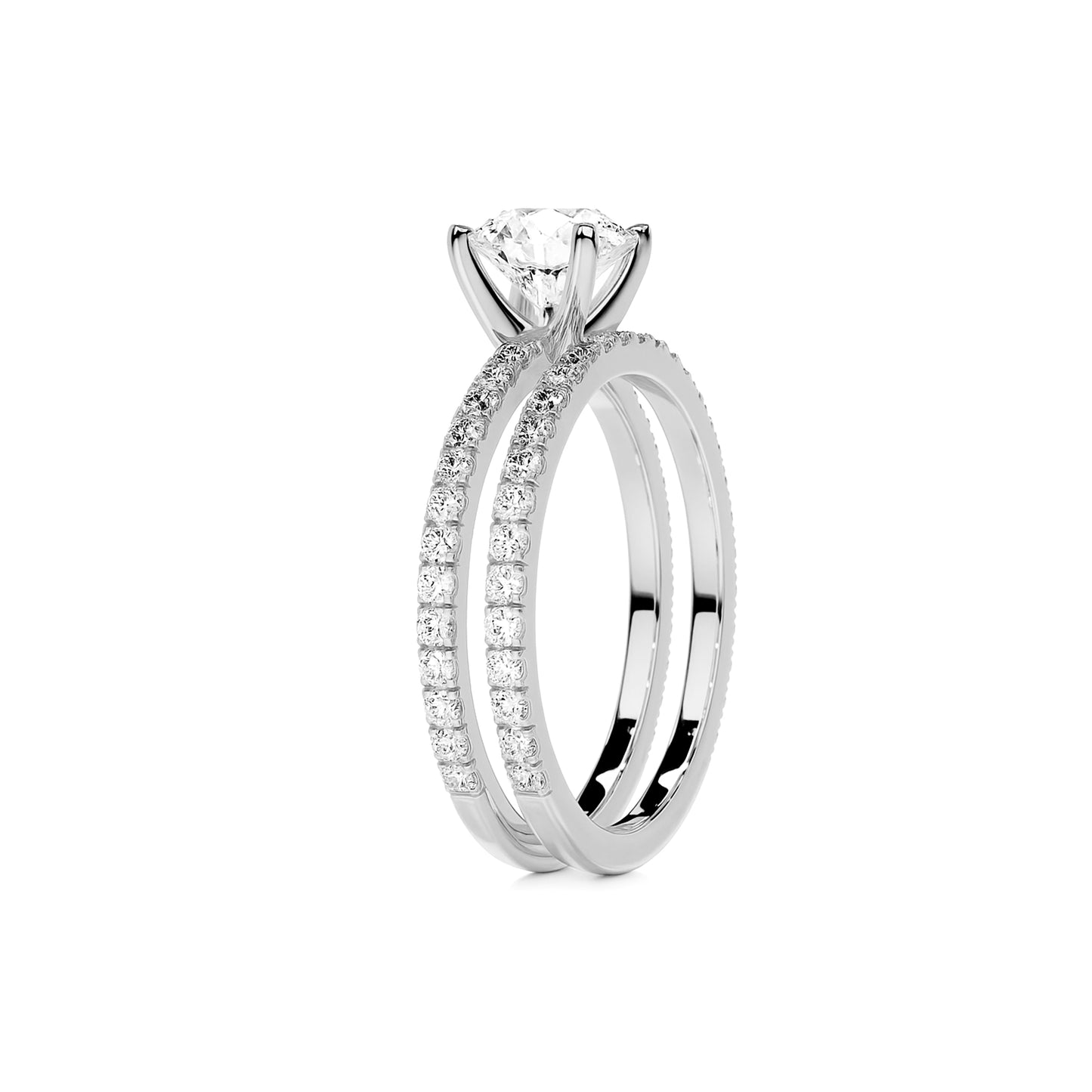 Bridal Sets Round Lab Diamond Ring in Platinum Setting - Neoshine